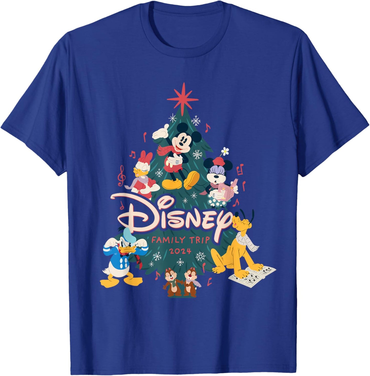 Disney Mickey & Friends Christmas Holiday Family Trip 2024 T-Shirt - T-Shirt | Royal