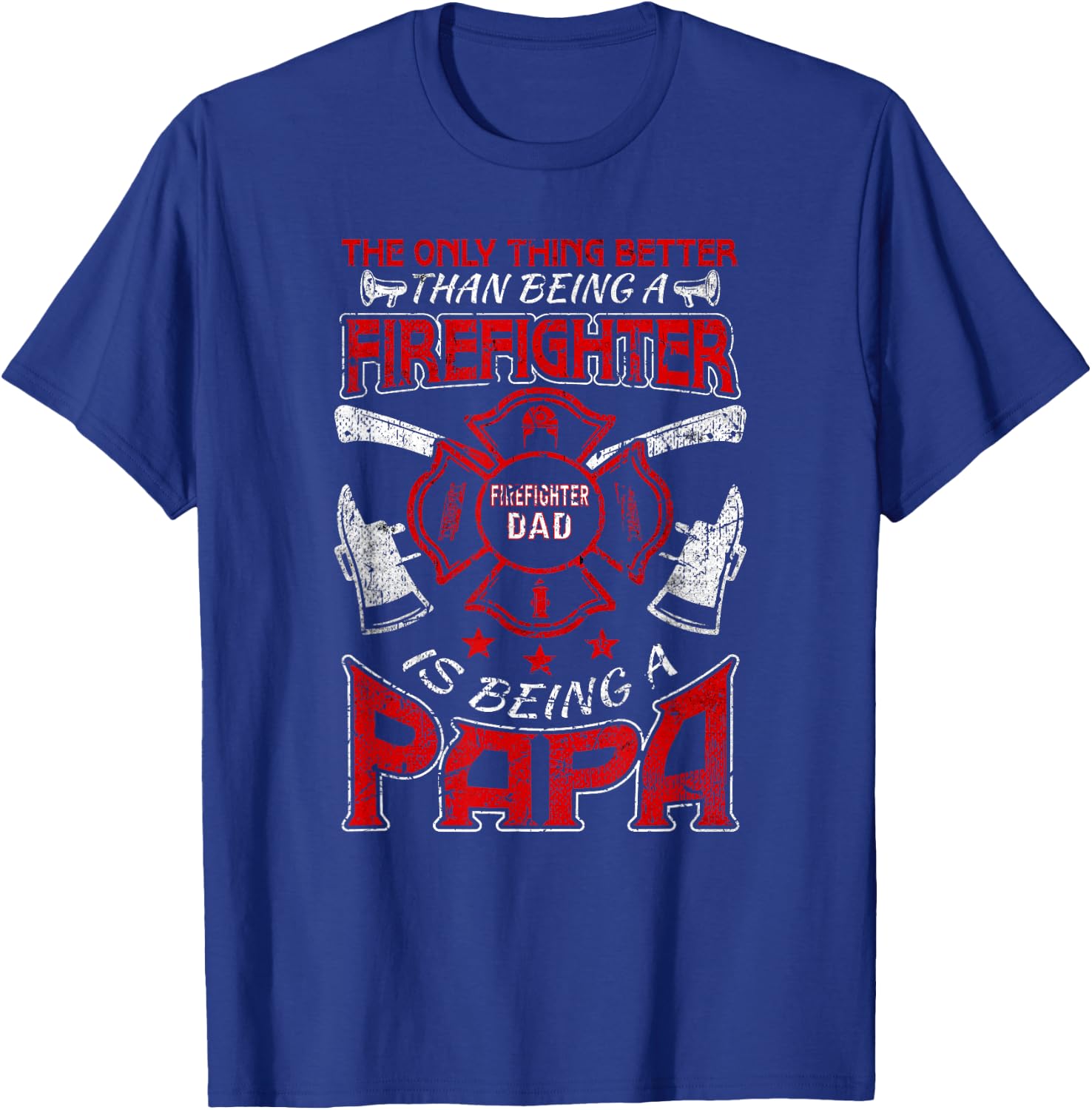 Firefighter Papa | Fire Fighter Dad for Fathers Day Fireman T-Shirt - T-Shirt | Royal