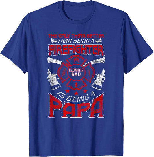 Firefighter Papa | Fire Fighter Dad for Fathers Day Fireman T-Shirt - T-Shirt | Royal