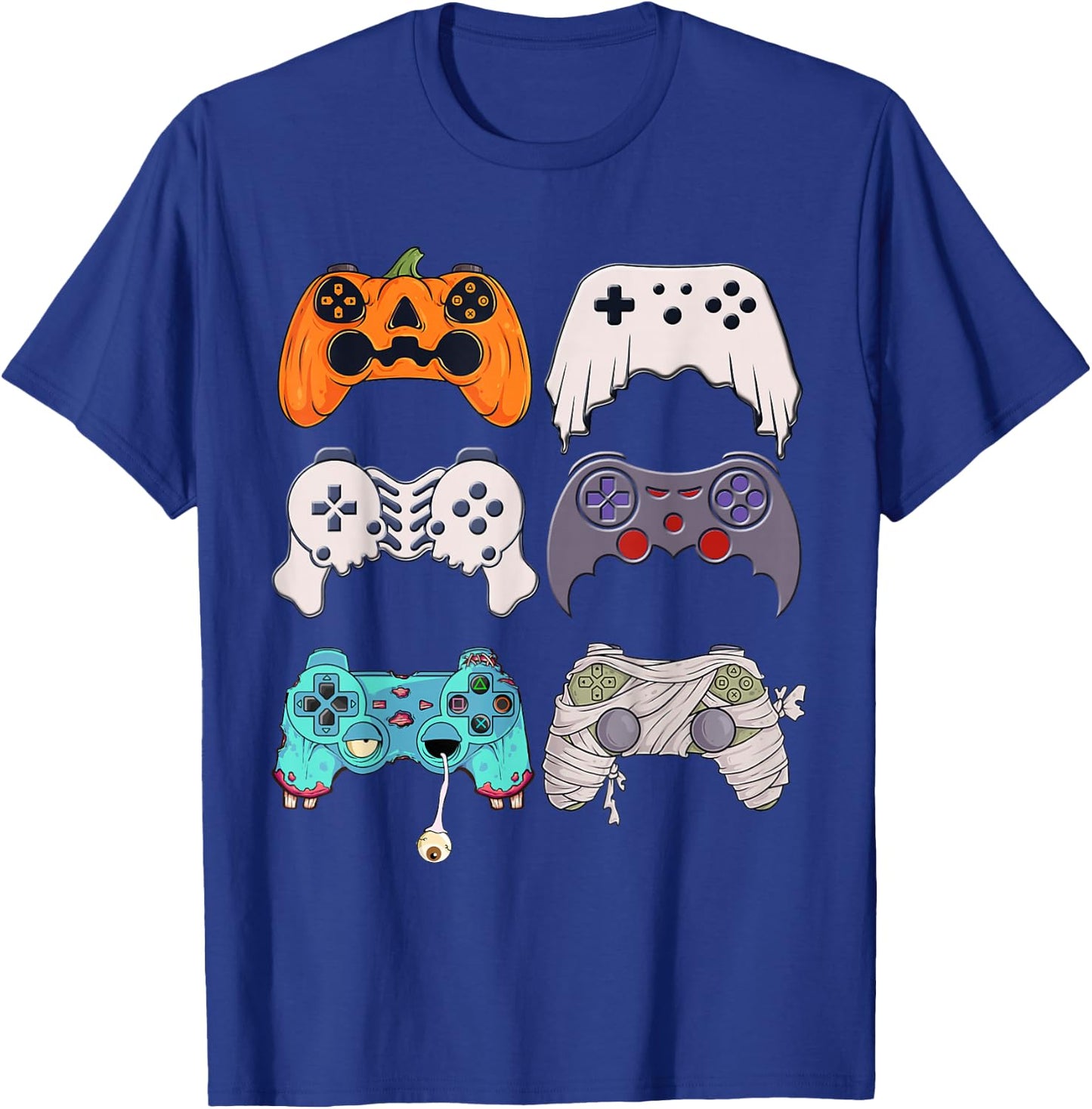 Halloween Skeleton Zombie Gaming Controllers Mummy Boys Kids T-Shirt - T-Shirt | Royal
