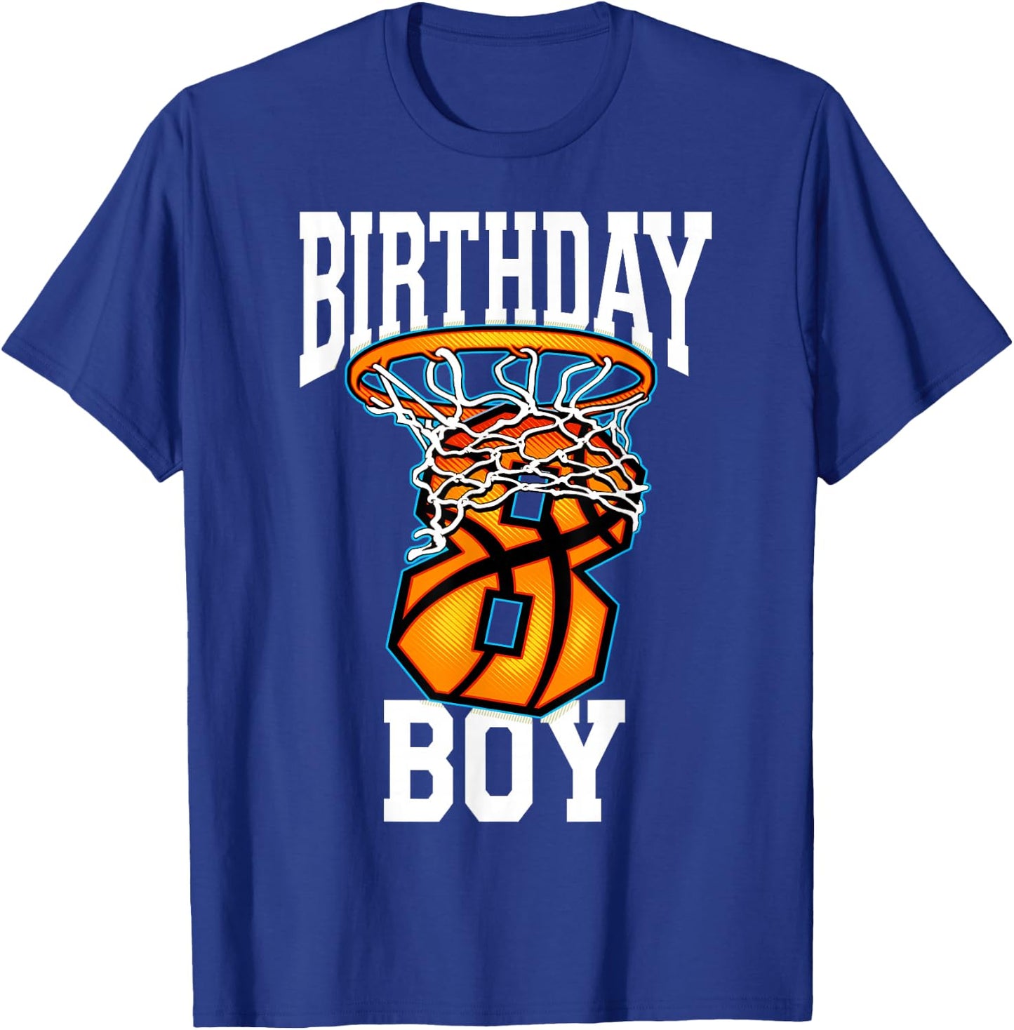 8th Birthday Basketball 8 Years Old Kids Gift T-Shirt - T-Shirt | Royal