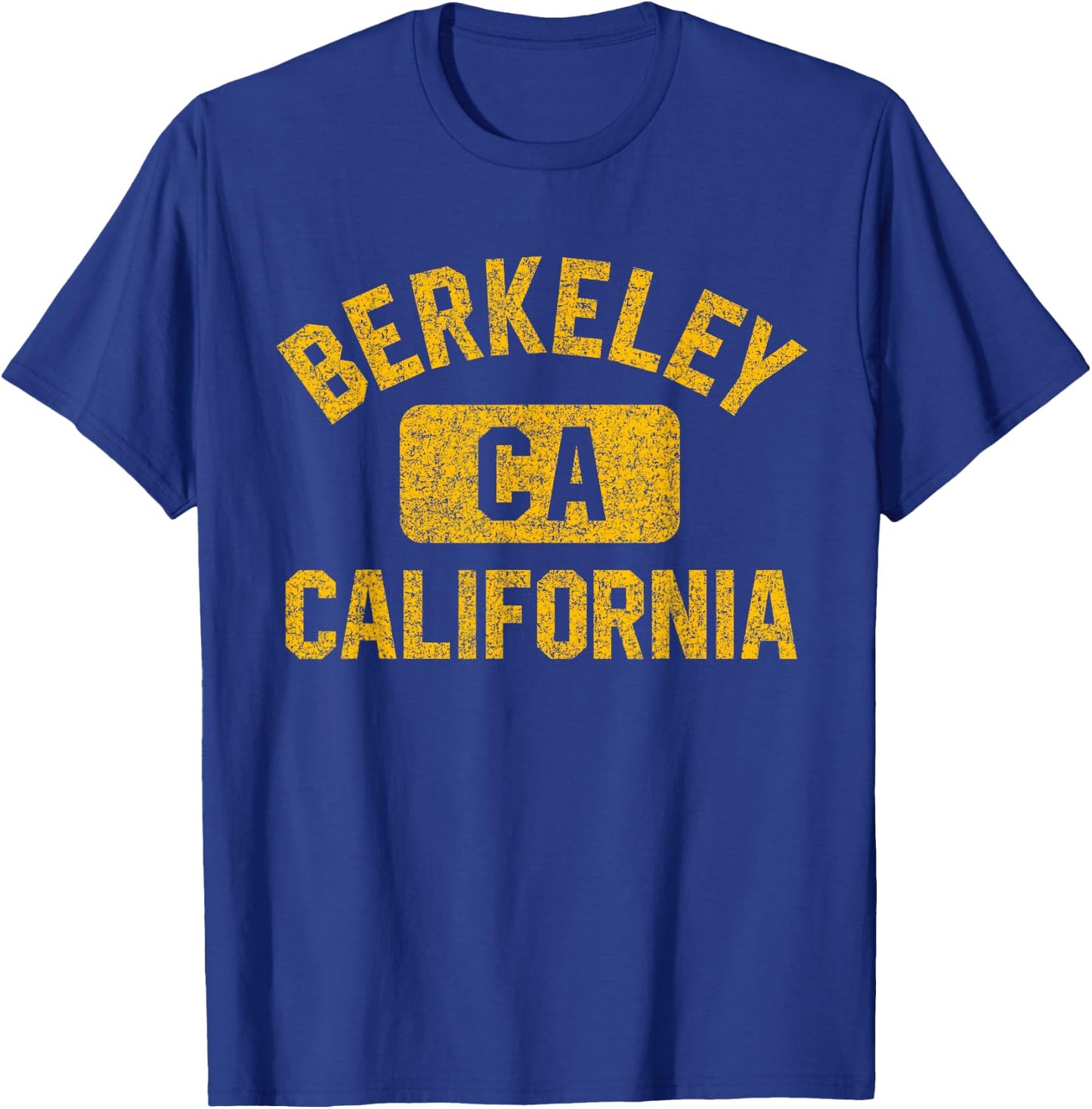 Berkeley CA California Gym Style Distressed Amber Print T-Shirt - T-Shirt | Royal
