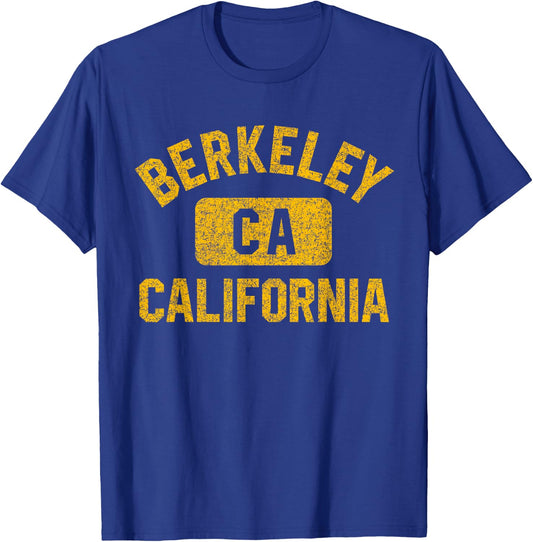 Berkeley CA California Gym Style Distressed Amber Print T-Shirt - T-Shirt | Royal