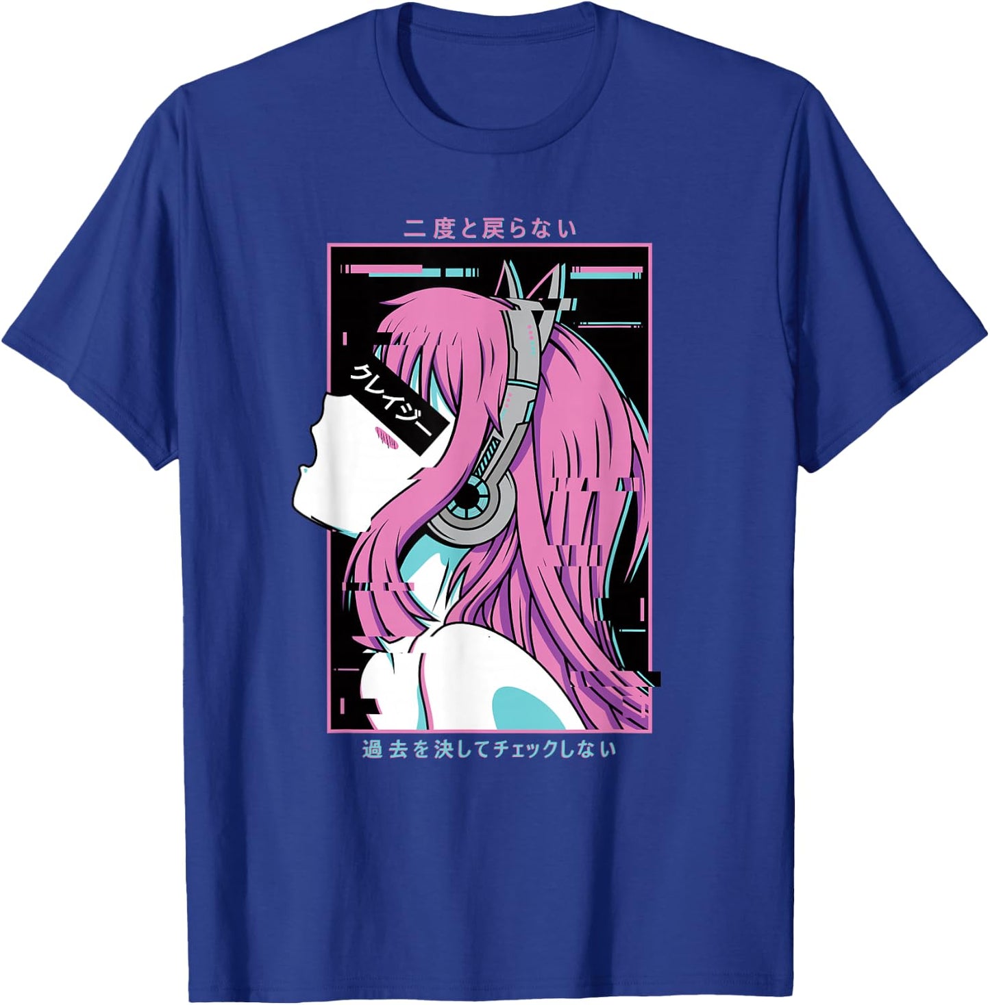 Aesthetic Vaporwave Crazy Waifu Anime Girl T-Shirt - T-Shirt | Royal
