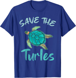 Save The Turtles Ocean Animal Rights Activist Sea Turtle T-Shirt - T-Shirt | Royal