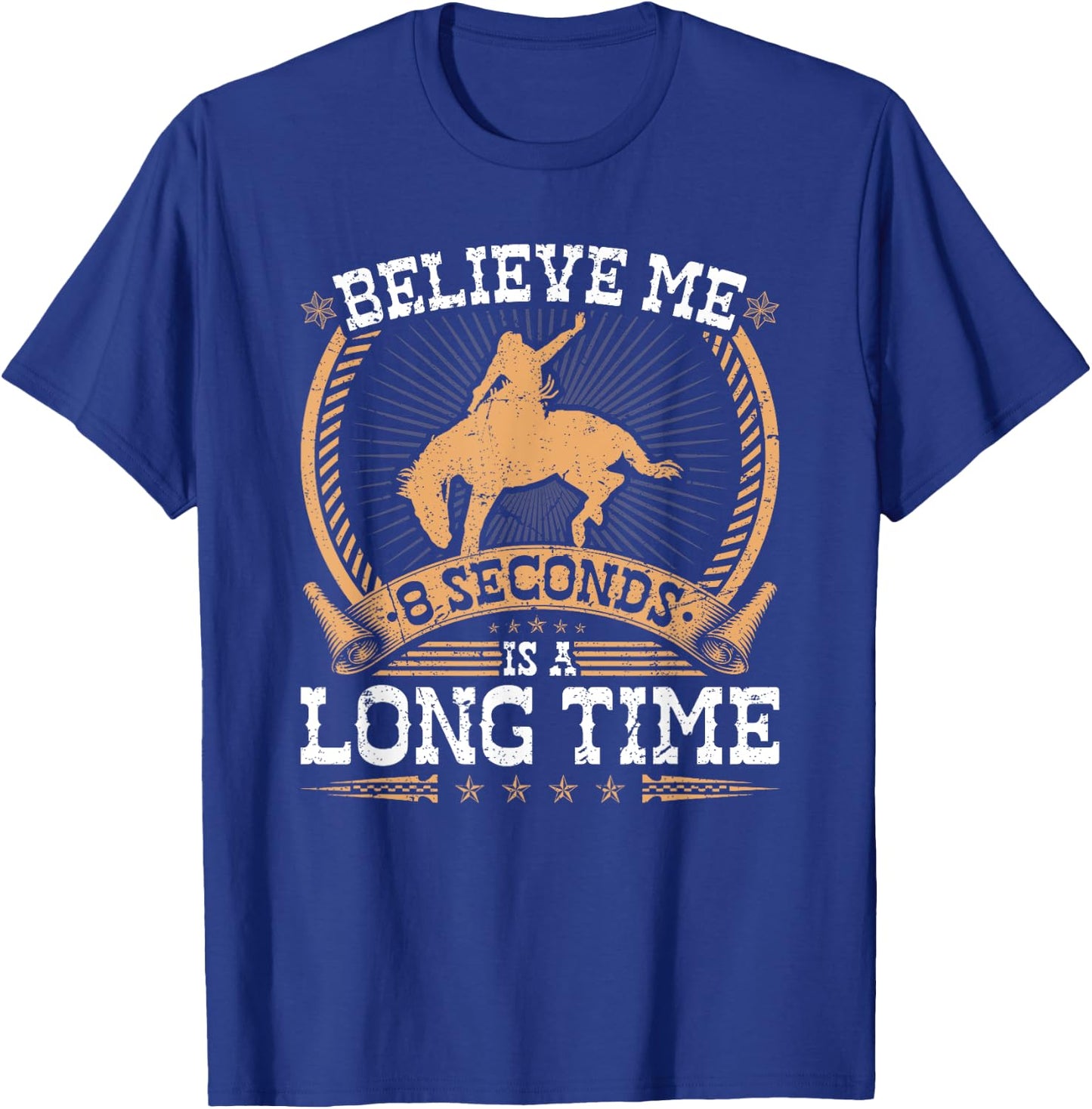 Bucking Bronco 8 Seconds Western Rodeo Cowboy Bronc Rider T-Shirt - T-Shirt | Royal