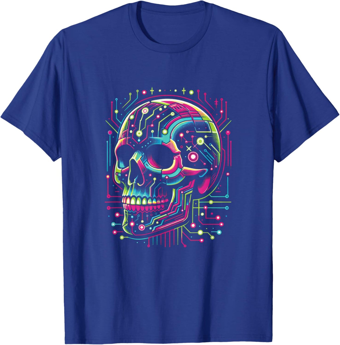 Vaporwave Skull Cyberpunk 80s 90s Era Retro Style Halloween T-Shirt - T-Shirt | Royal