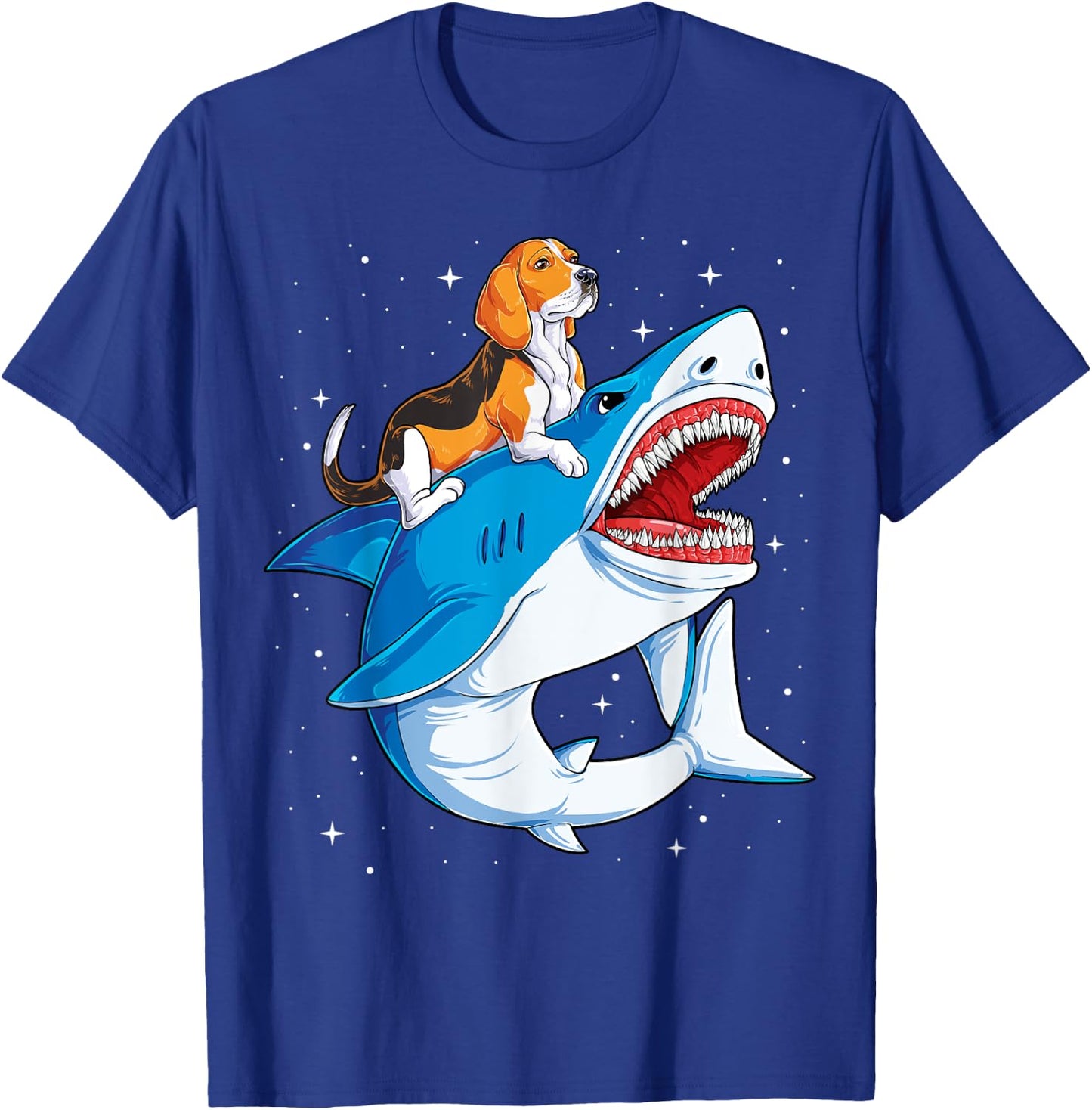 Beagle Riding Shark Jawsome Dog Lover Gifts Space Galaxy Men Women Kids T-Shirt - T-Shirt | Royal