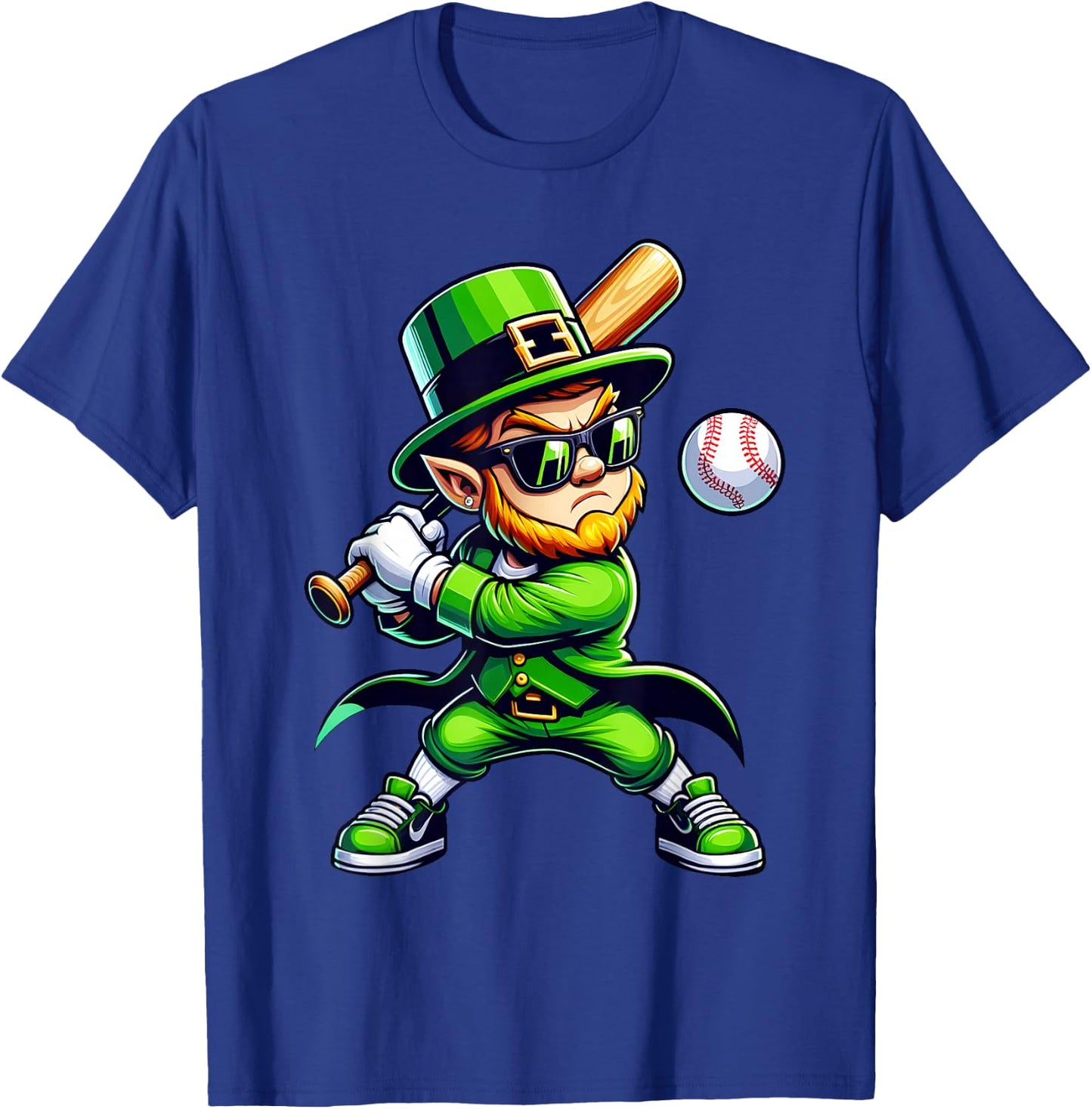 Leprechaun Playing Baseball St Patricks Day Sport Boys T-Shirt - T-Shirt | Royal
