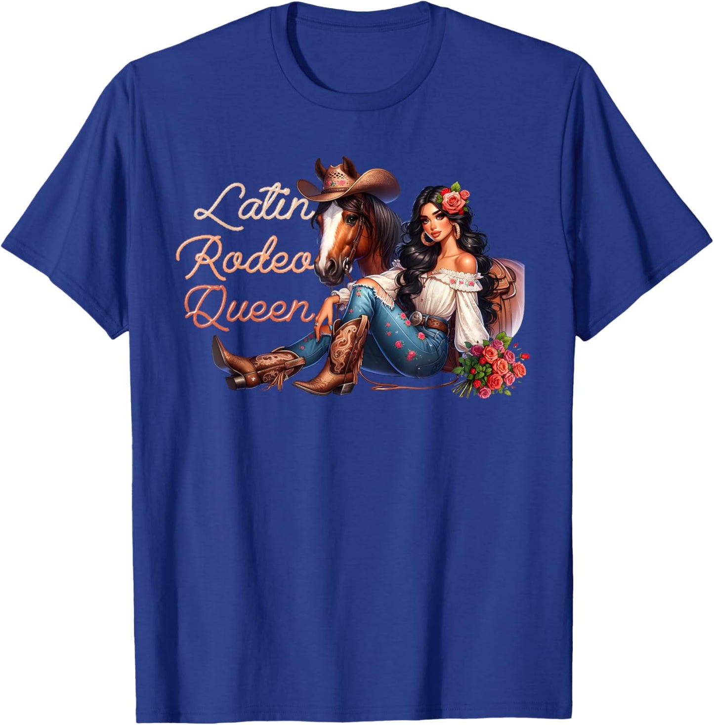 Latin Rodeo Queen Mexican Latina Cowgirl Cowboy Western T-Shirt - T-Shirt | Royal