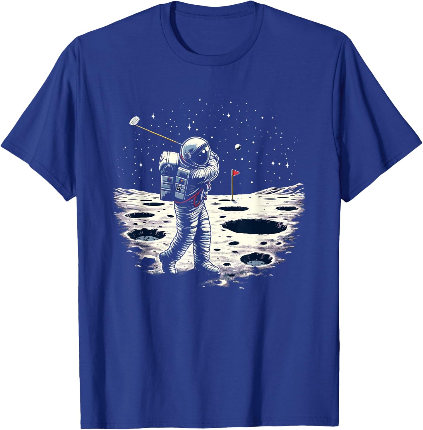 Golf Novelty Astronaut Golfing Men Women Kids Funny Golf T-Shirt - T-Shirt | Royal