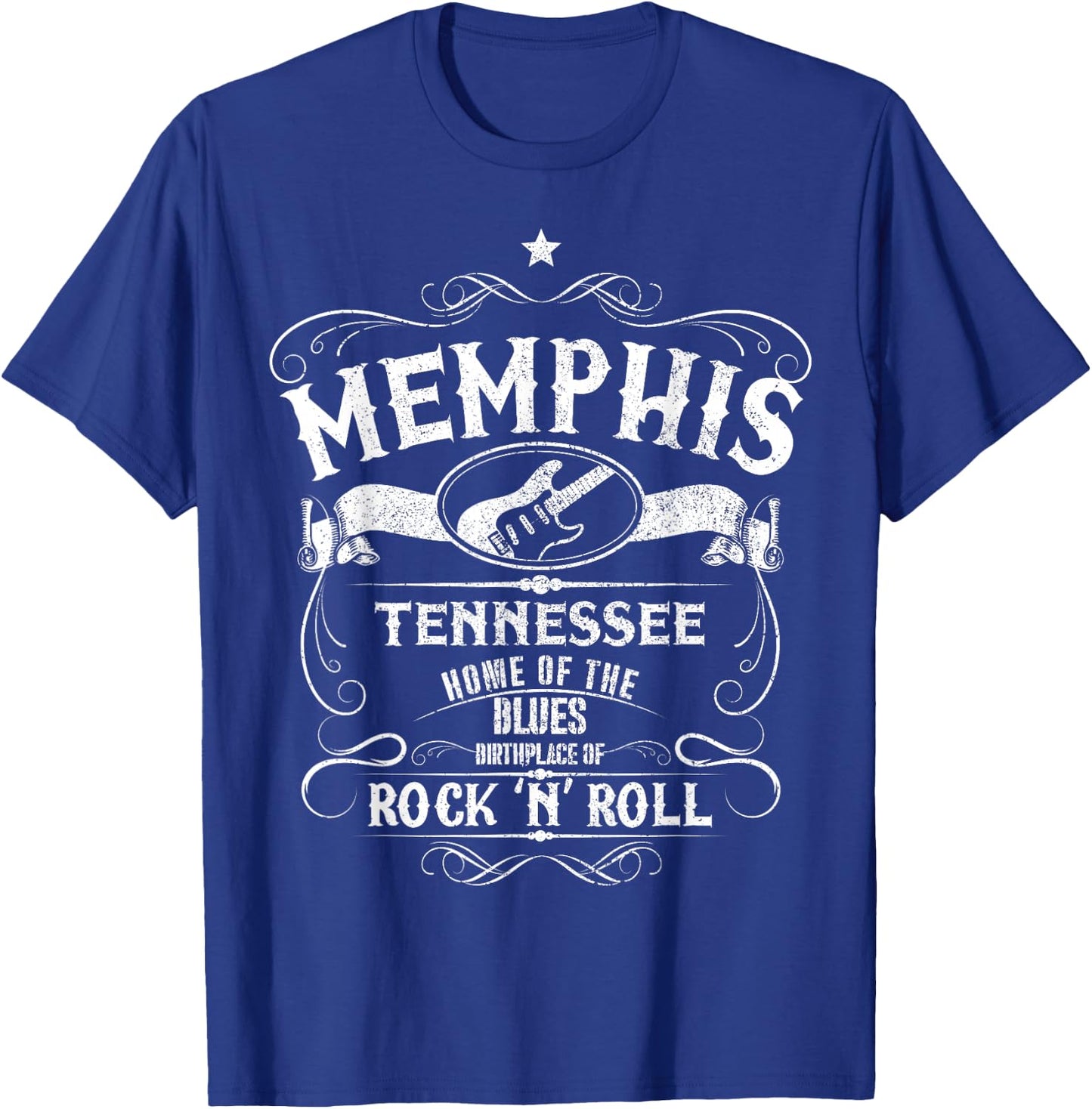 Memphis Tennessee Blues Country Music Guitar Vintage Gift Small T-Shirt - T-Shirt | Royal