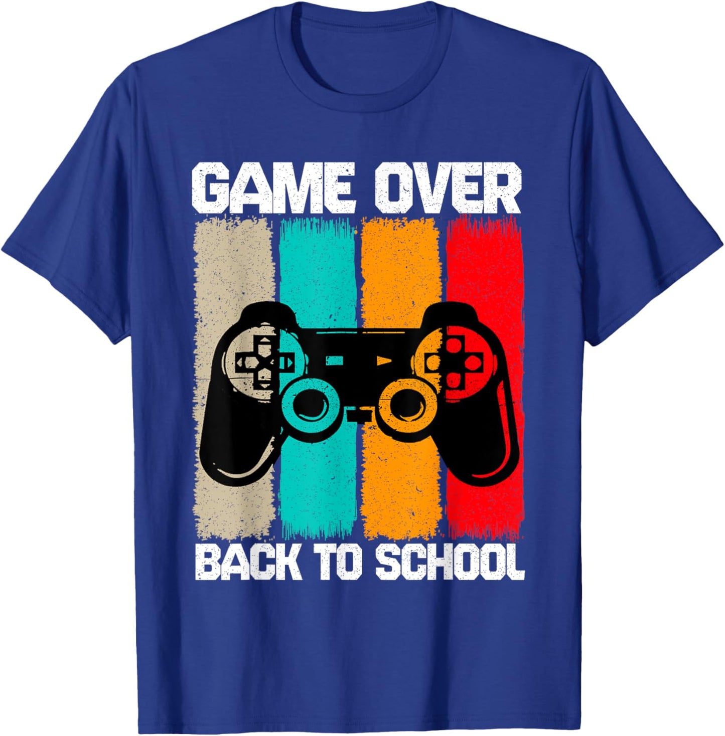 Back To School Vintage For Boys Men Game Over Back To School T-Shirt - T-Shirt | Royal