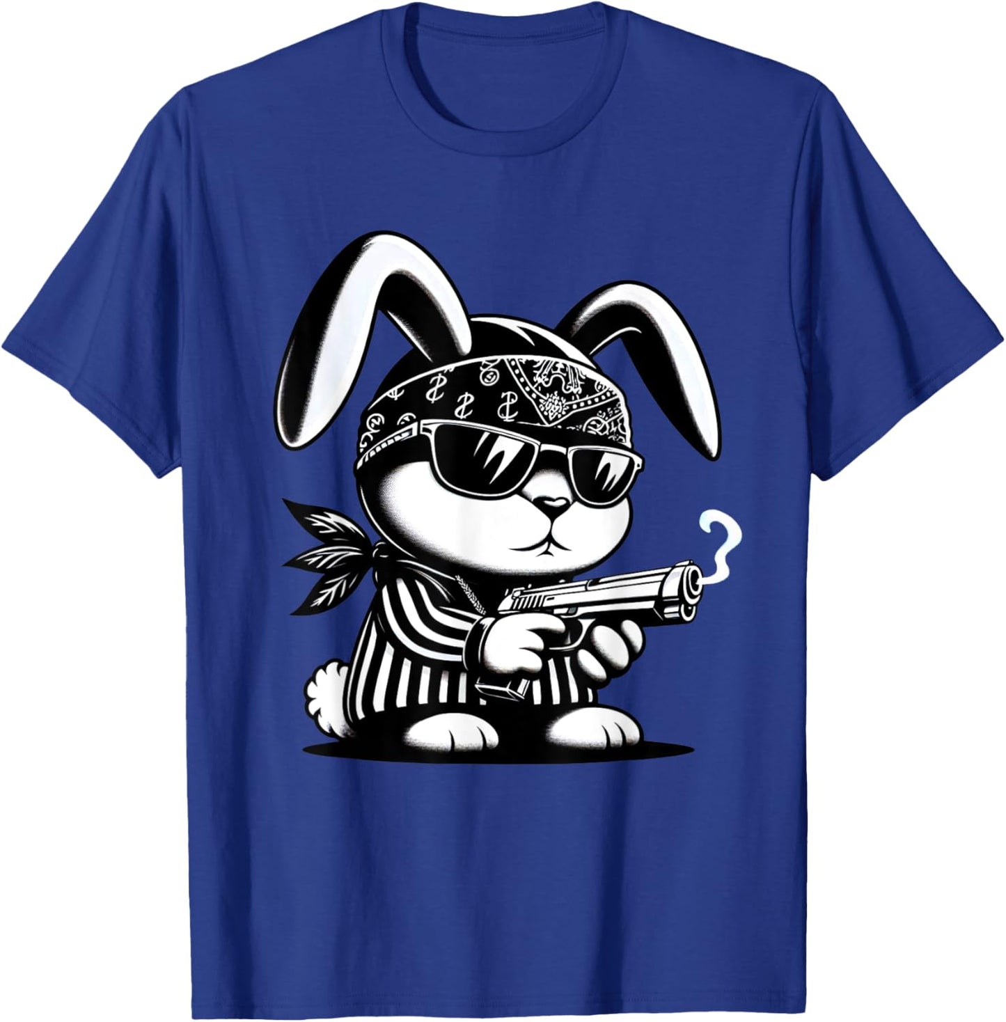 Thug Bunny Rabbit Gangster Rabbit With Gun Funny Rabbit T-Shirt - T-Shirt | Royal