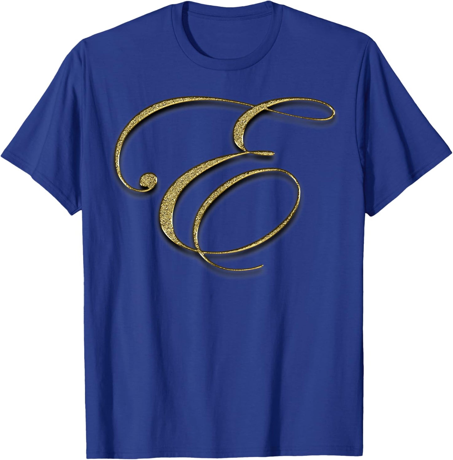 Monogram Initial Letter E Gold T-Shirt - T-Shirt | Royal