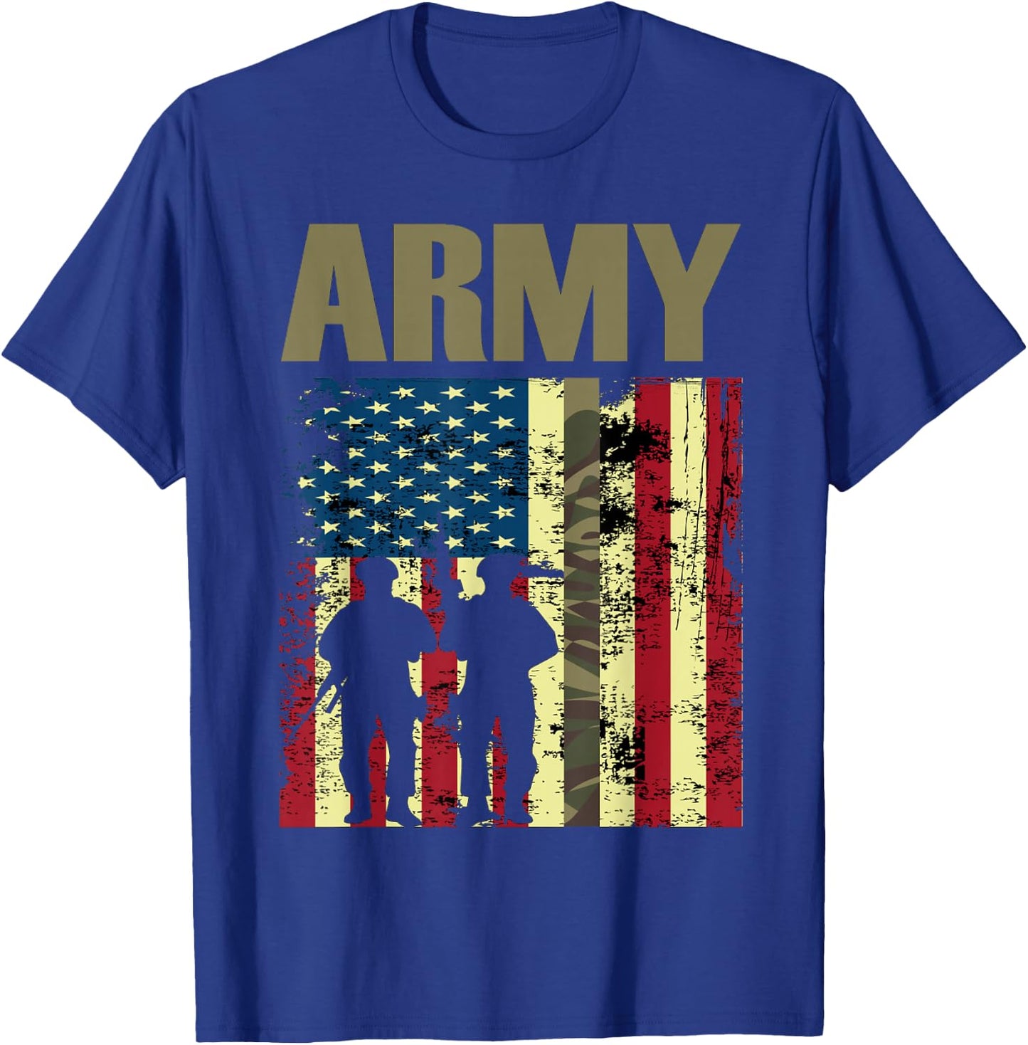 American Flag Camo Us Army 4th of July USA Military Merica T-Shirt - T-Shirt | Royal