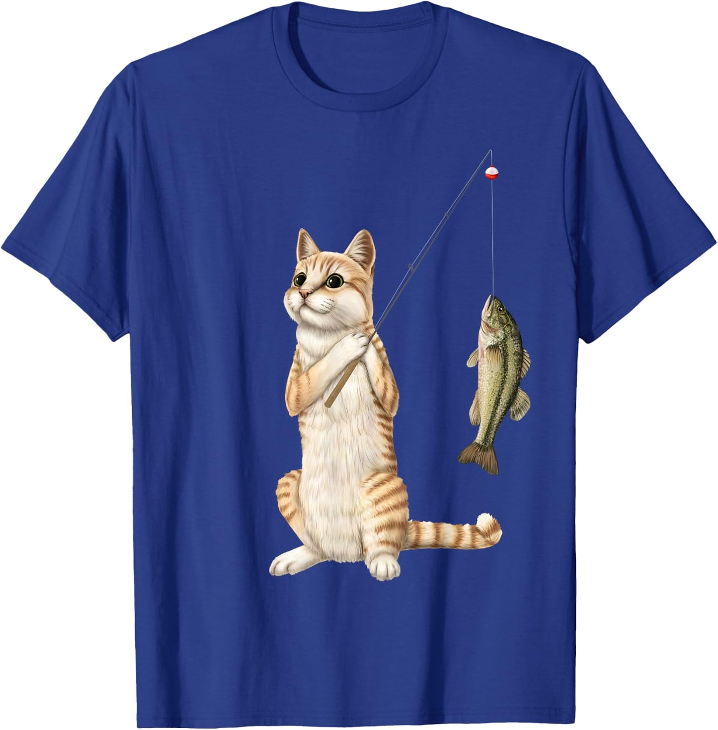 Fishing cat with a bass T-Shirt - T-Shirt | Royal