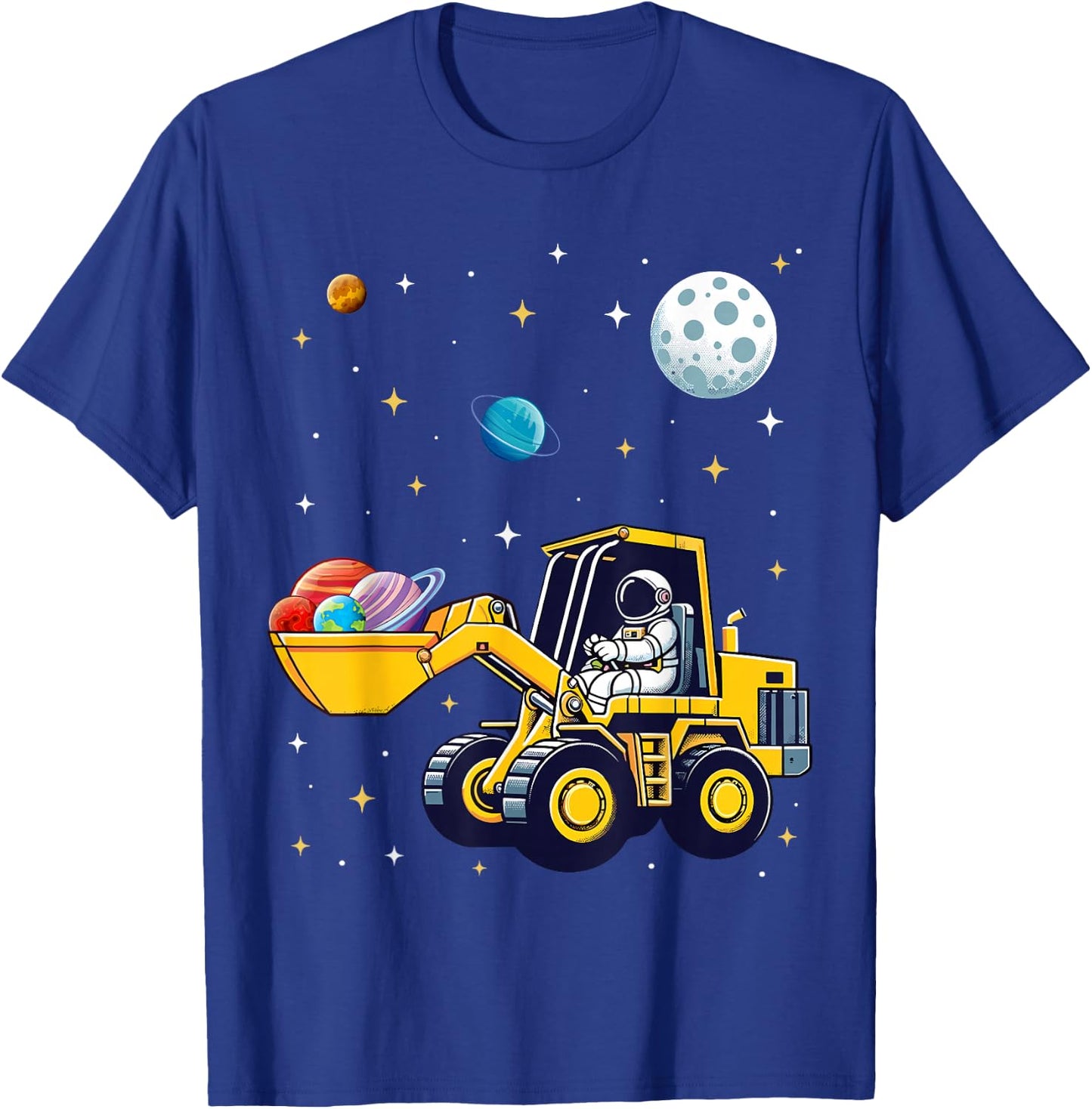 Kids Space Cosmic Excavator Astronaut Space Loader Planet T-Shirt - T-Shirt | Royal