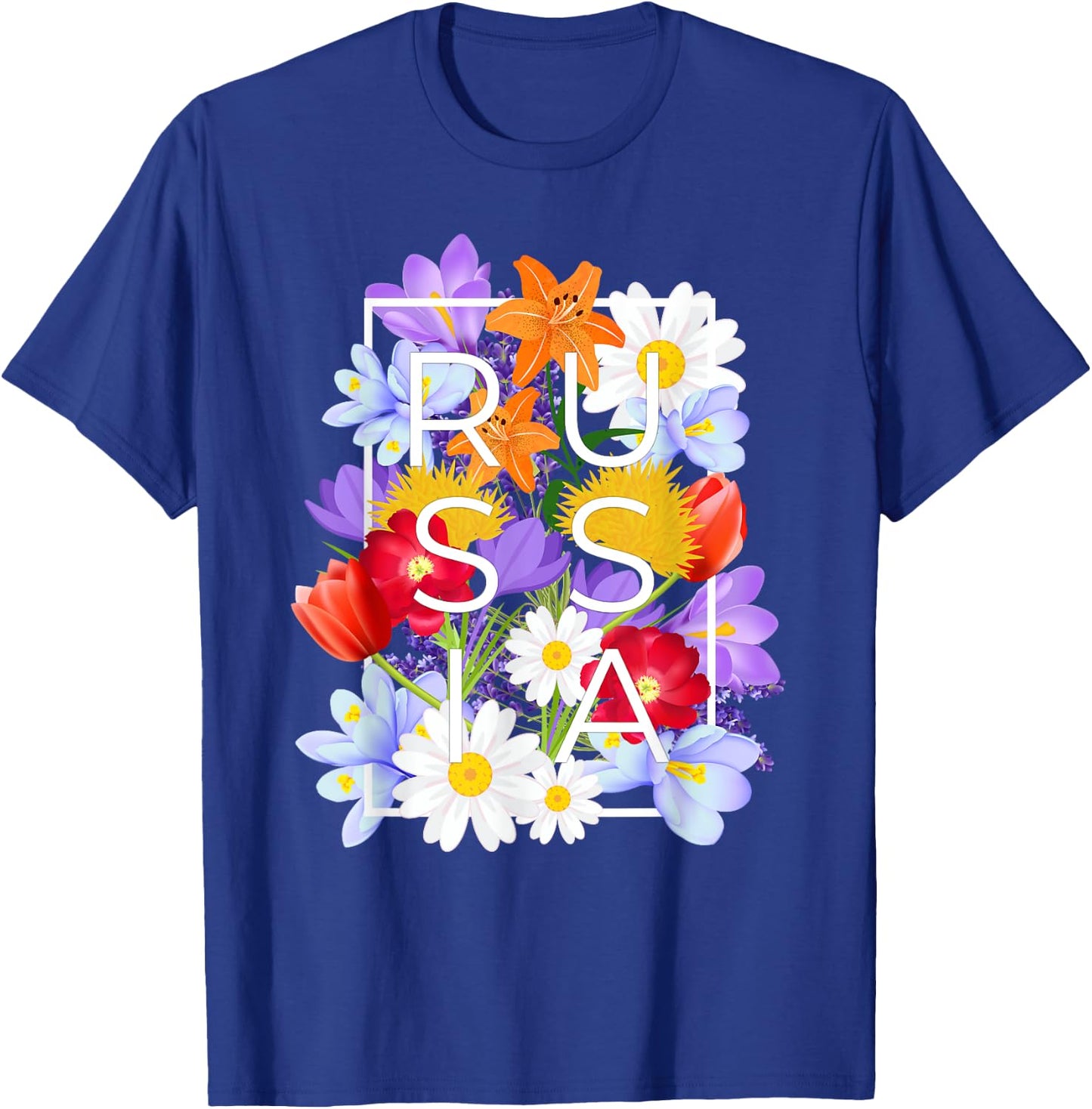 Flowers of Russia Word Art - Russian Pride T-Shirt - T-Shirt | Royal