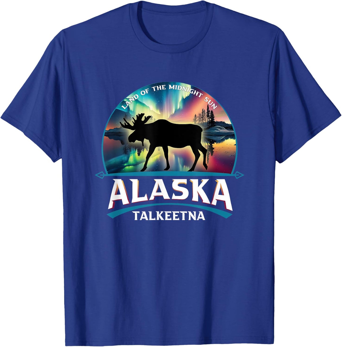 Talkeetna Alaska Aurora Borealis Moose Souvenir T-Shirt - T-Shirt | Royal