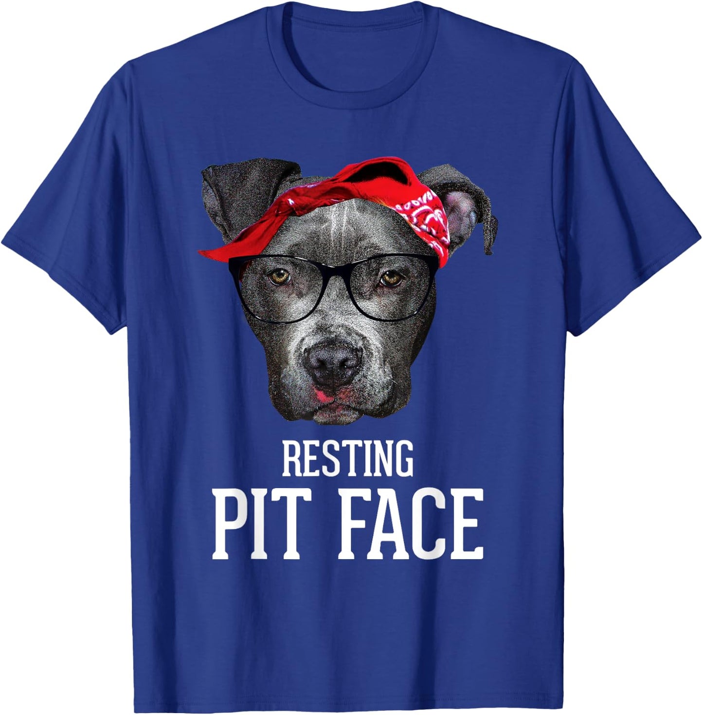 Vintage Pitbull Resting Pit Face - Funny Pitbull Lovers Dog T-Shirt - T-Shirt | Royal