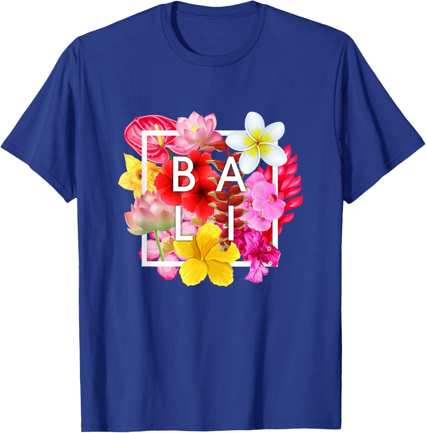Flowers of Bali Word Art - Bali Indonesia Souvenir T-Shirt - T-Shirt | Royal