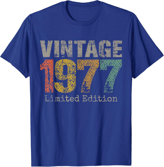 Vintage 1977 Limited Edition 48th Birthday Gifts 48 Year Old T-Shirt - T-Shirt | Royal