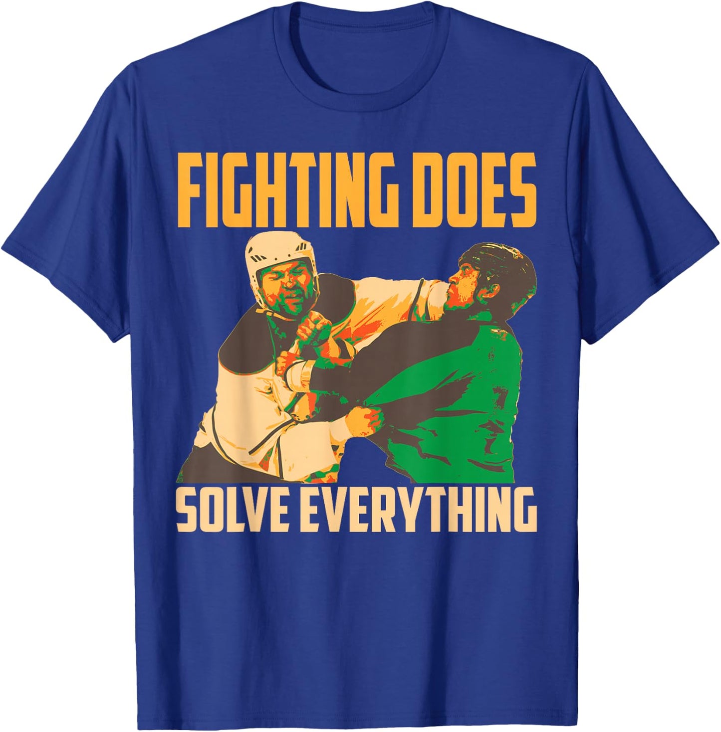 Cute Fighting Solve Everything | Funny Hockey Players Gift T-Shirt - T-Shirt | Royal