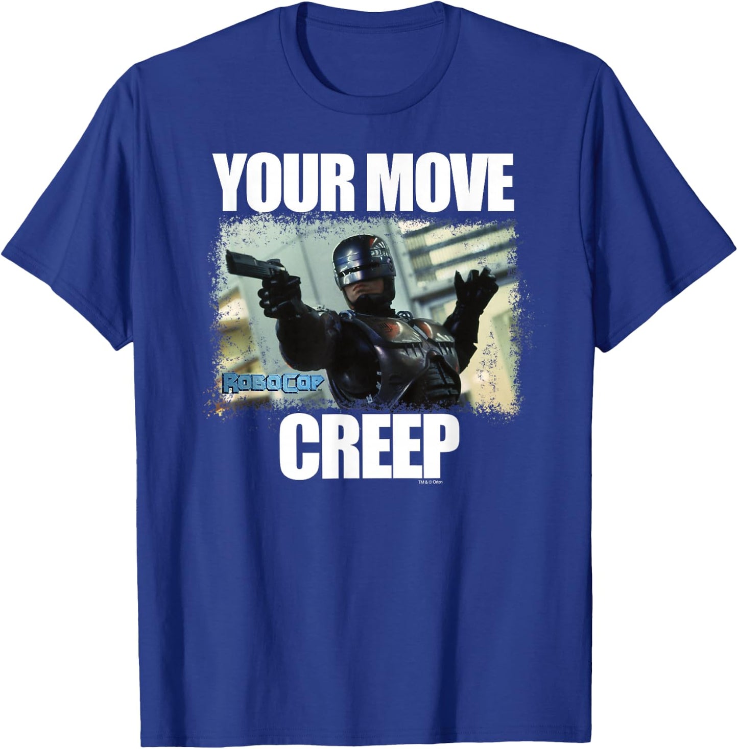 RoboCop Your Move Creep Distressed Portrait T-Shirt - T-Shirt | Royal