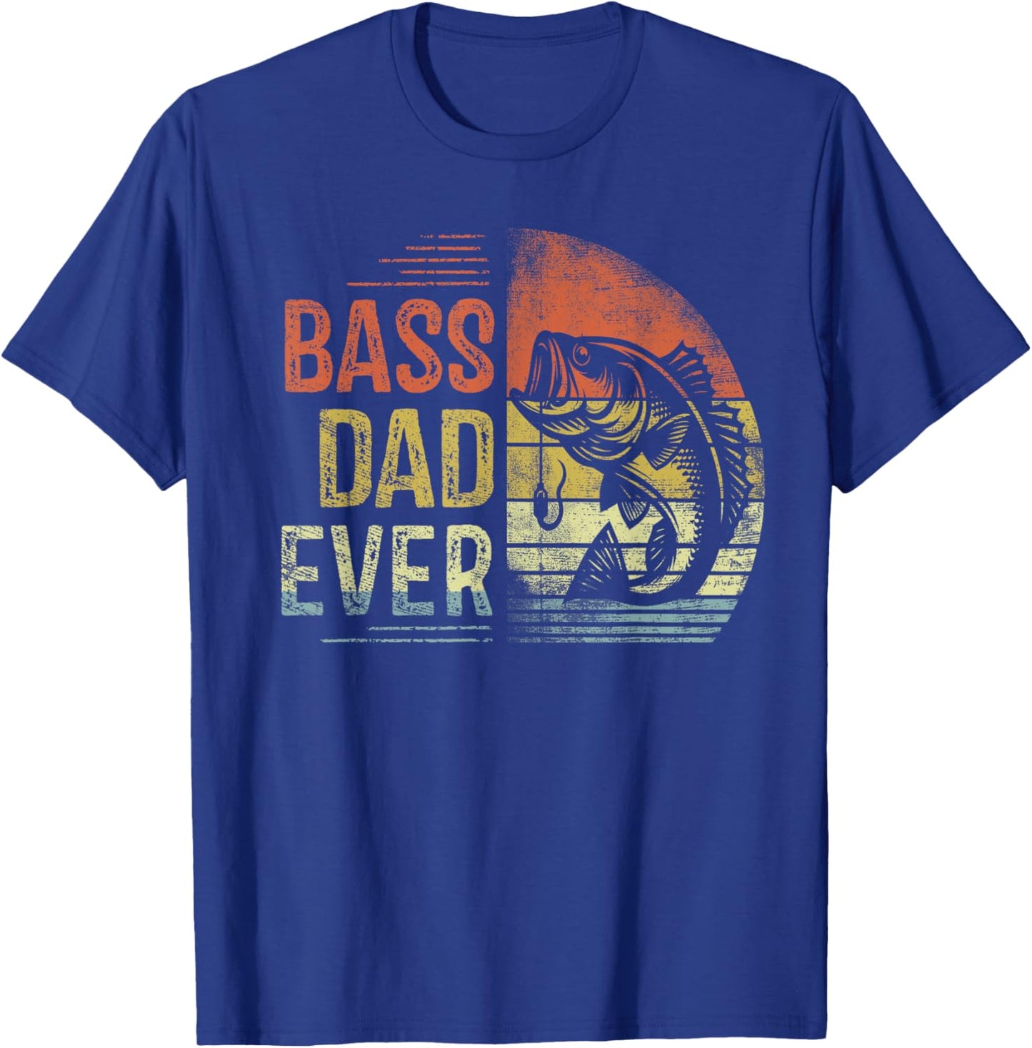 Bass Dad Ever Fishing Gifts Dad Birthday Vintage T-Shirt - T-Shirt | Royal