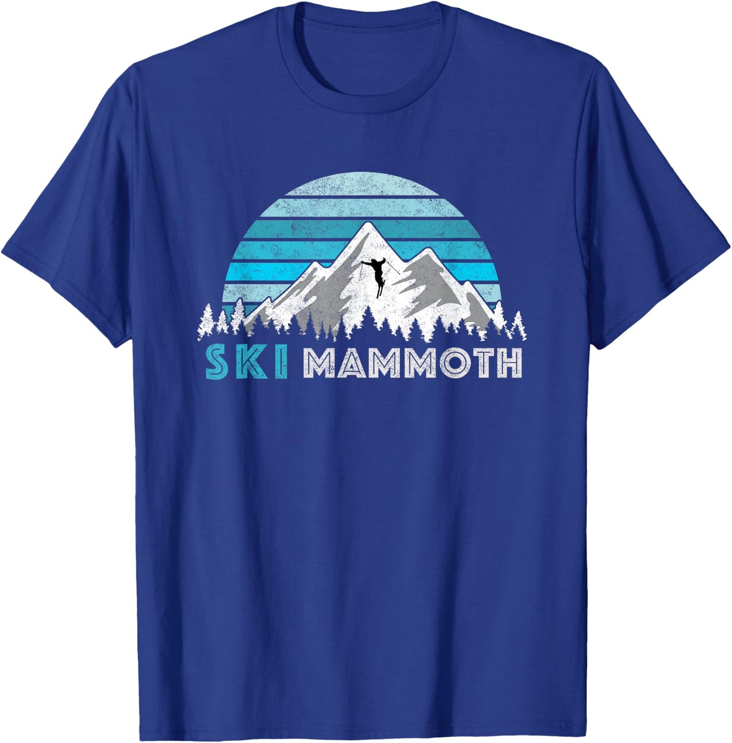 Retro Ski Mammoth, CA Illustration - Vintage Snow Mountain T-Shirt - T-Shirt | Royal