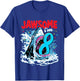 8th Birthday Shirt Shark Birthday Party Gifts for Kids 8 yr T-Shirt - T-Shirt | Royal