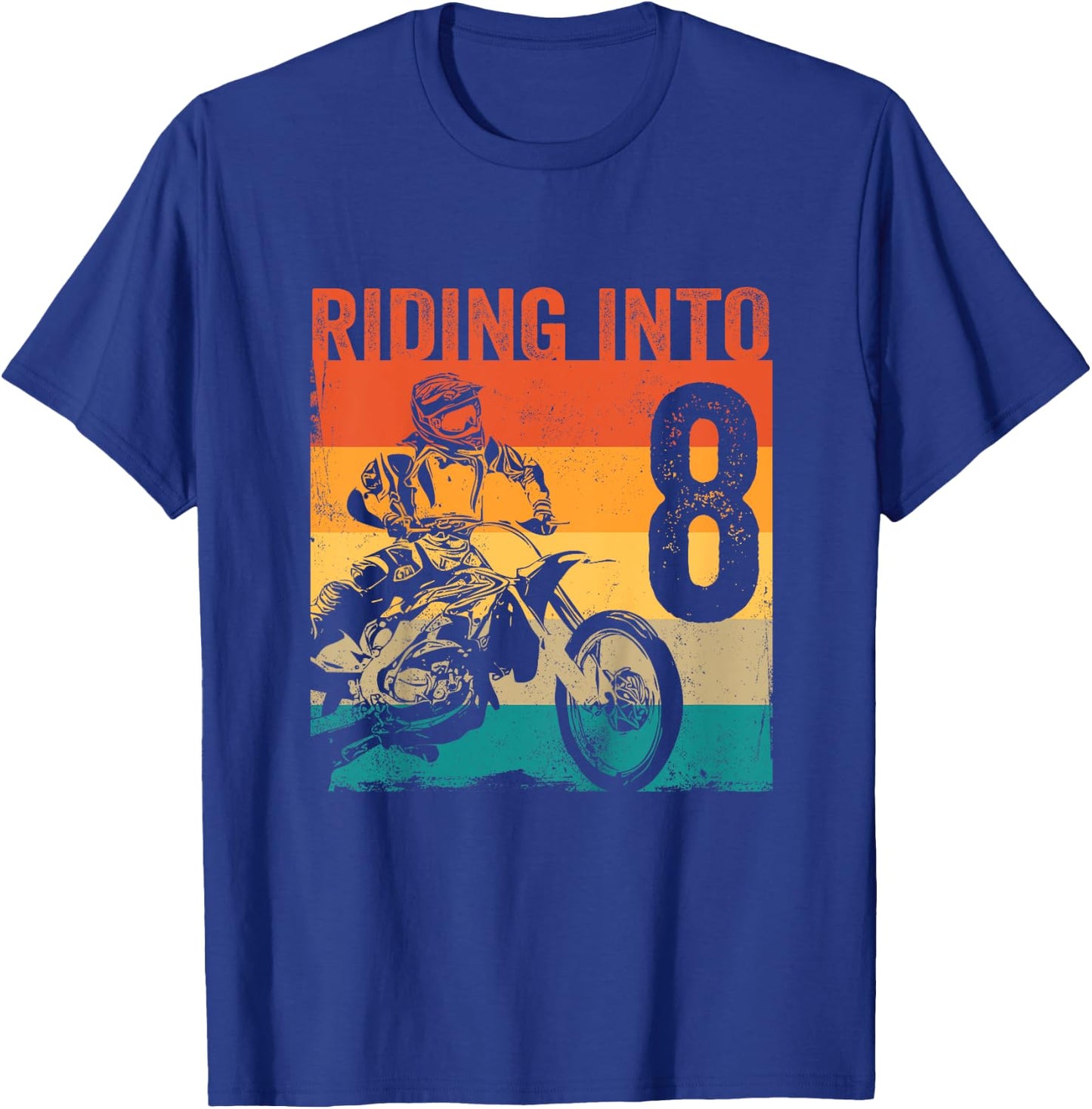 Kids Kids Motocross 8 Years Old Dirt Bike 8th Birthday Party T-Shirt - T-Shirt | Royal