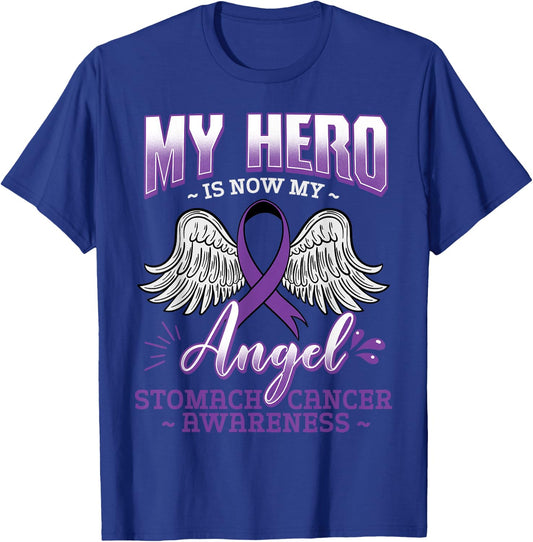 My Hero Is Now My Angel Stomach Cancer Carcinoma Gift T-Shirt - T-Shirt | Royal