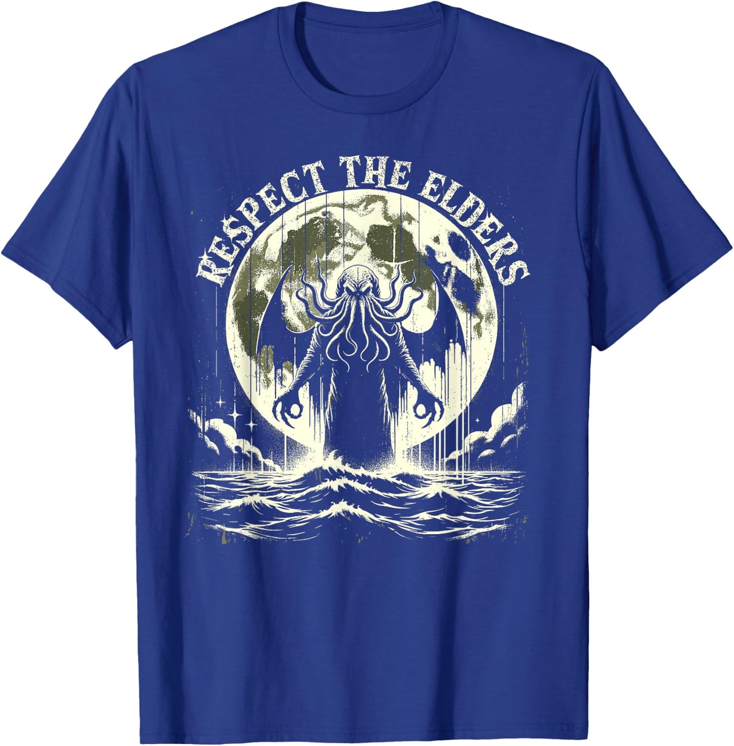 Cthulhu Respect The Elders, Vintage Cosmic Horror T-Shirt - T-Shirt | Royal