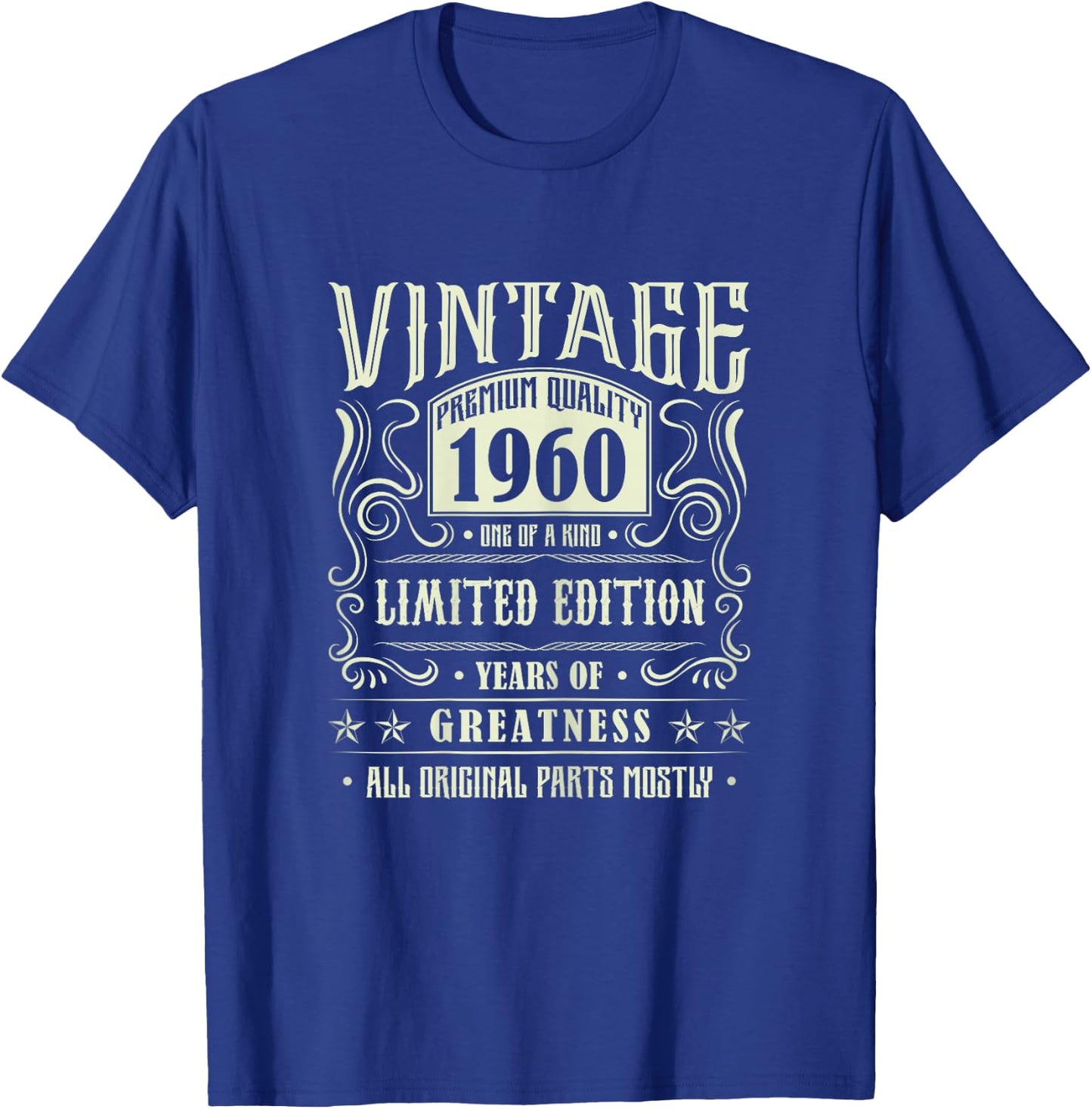 Vintage 1960 T Shirts Retro Funny 1960 Birthday T-Shirt - T-Shirt | Royal