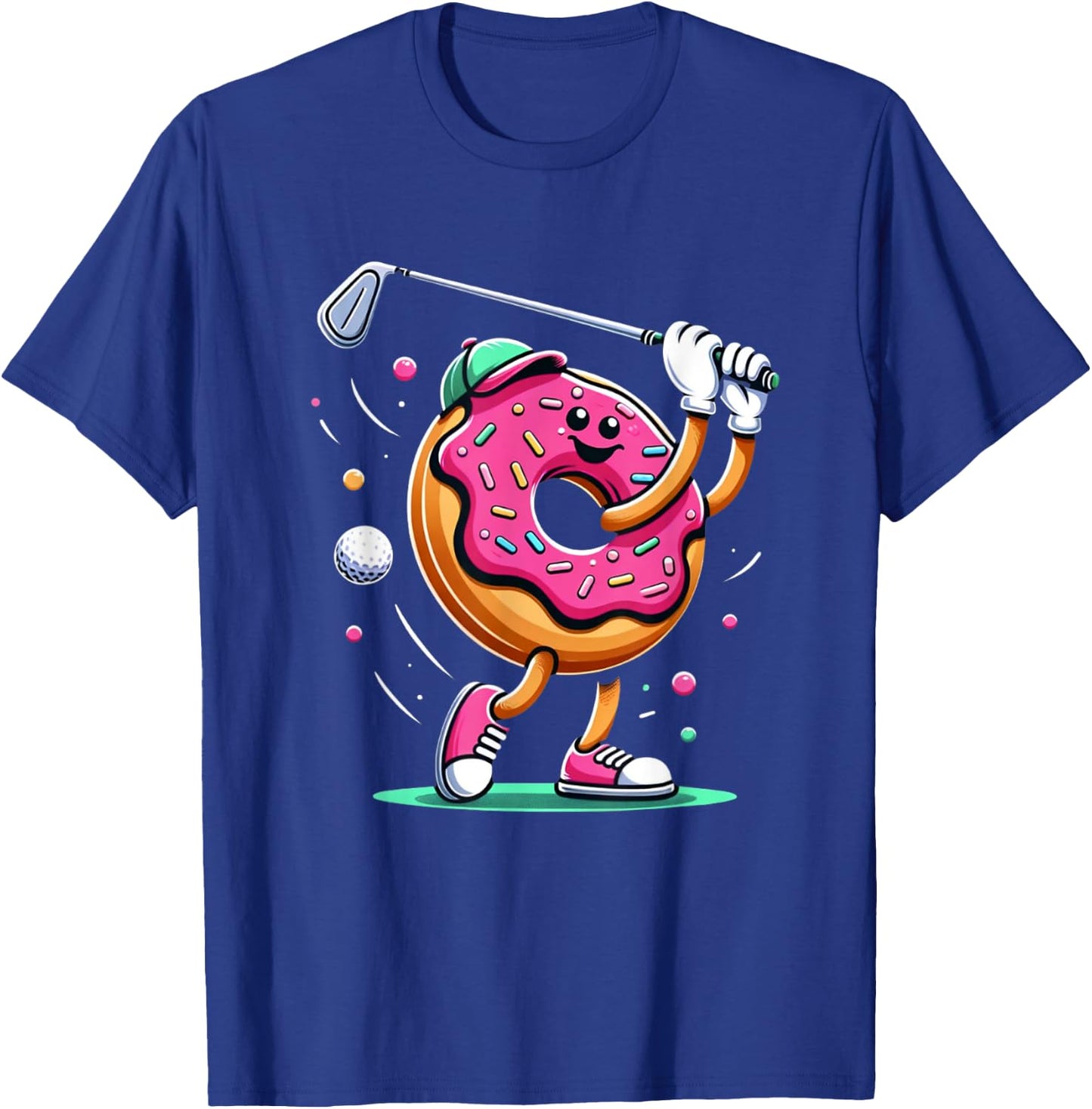 Funny Donut Golfing Golfer Food Champ Sports Golf Donut T-Shirt - T-Shirt | Royal