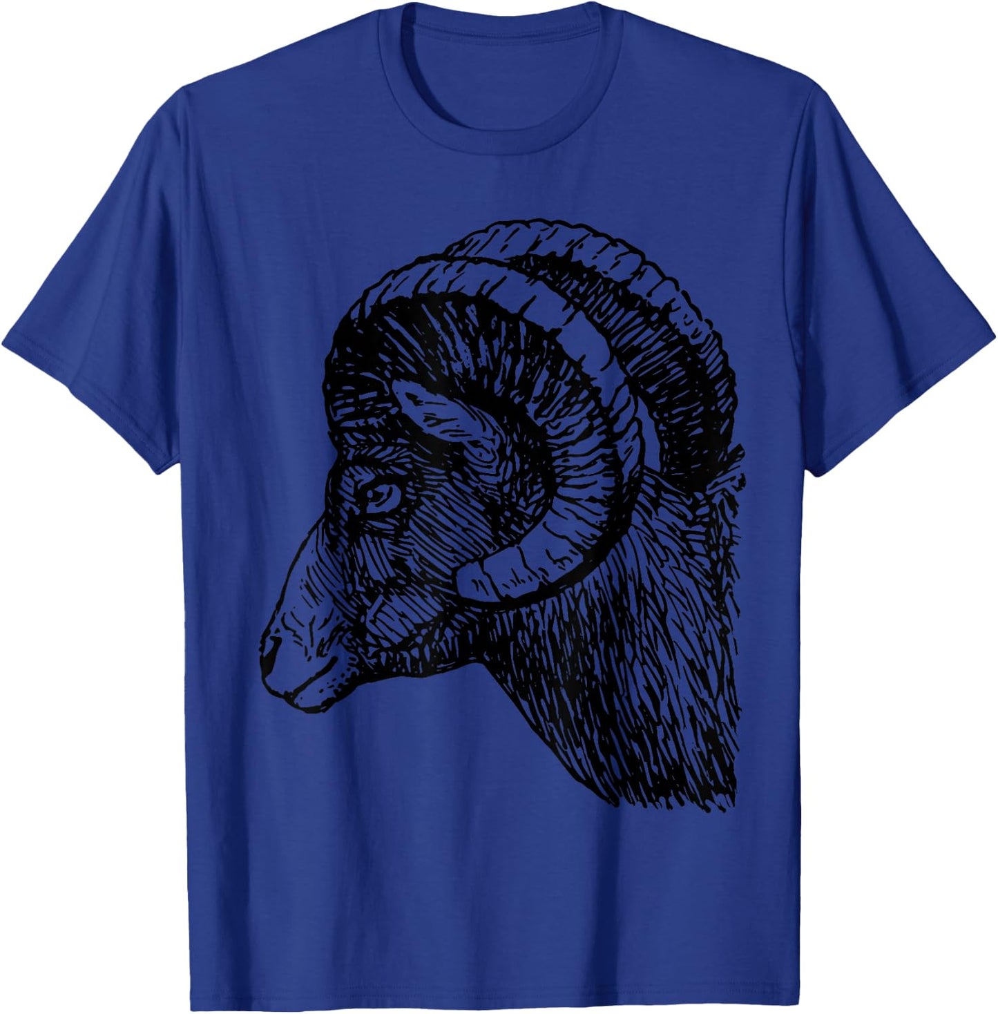 Bighorn Sheep Head and Horns T-Shirt - T-Shirt | Royal