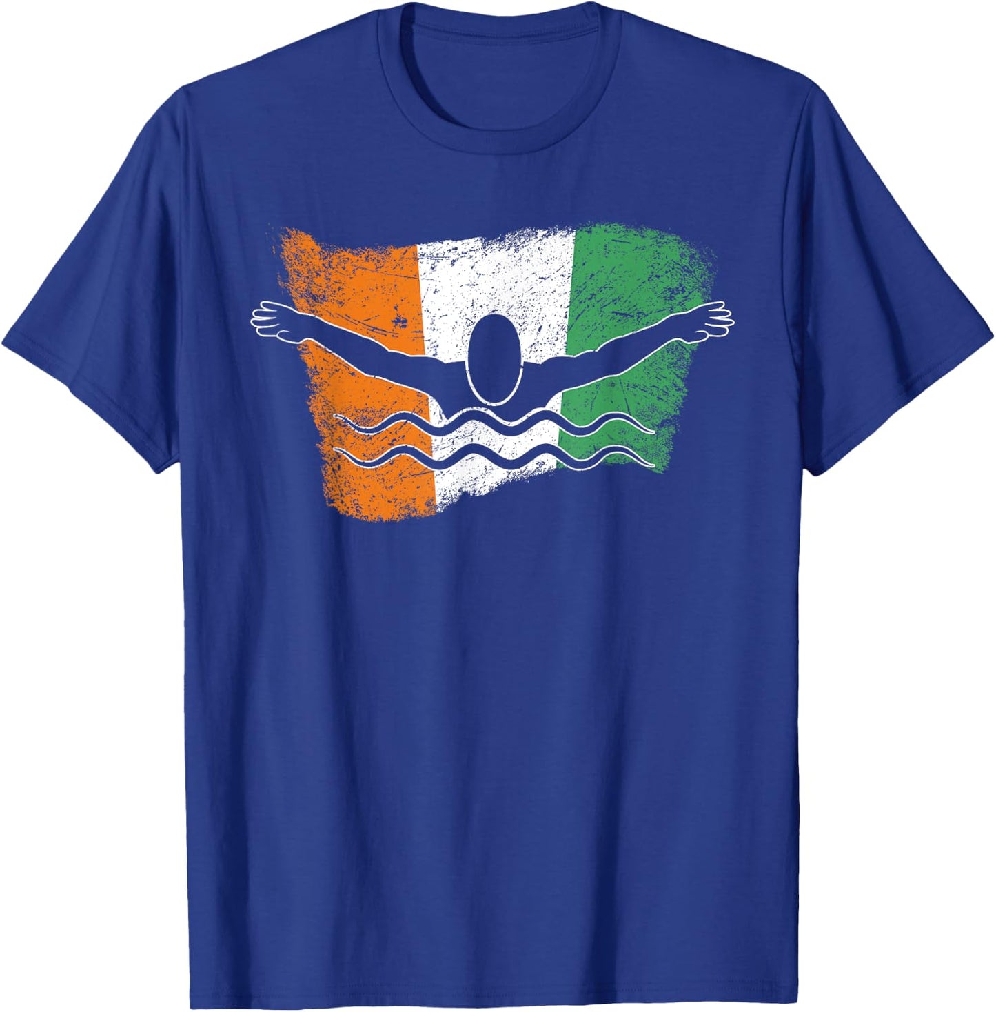 Cool Ireland Flag Vintage Irish Flag Swimmer Fly Swimming T-Shirt - T-Shirt | Royal