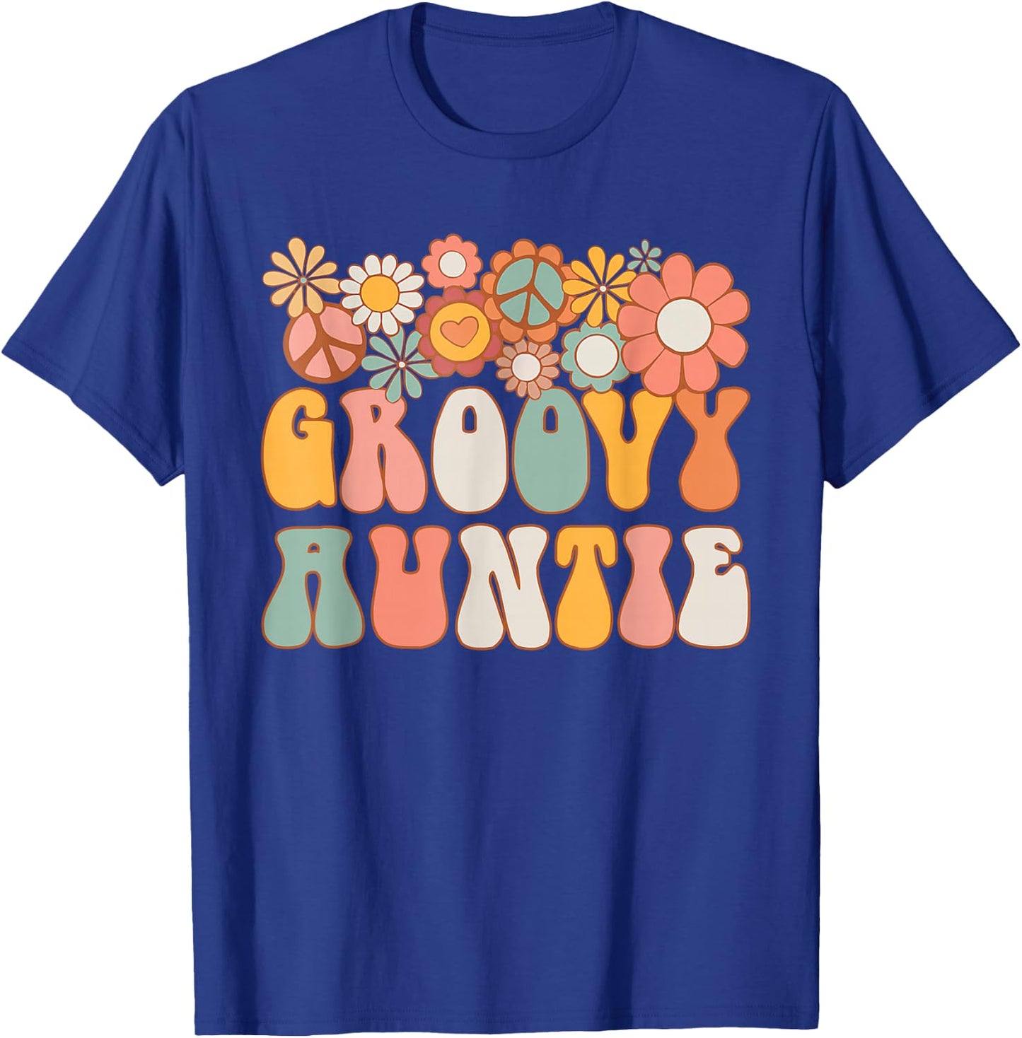 Groovy Auntie Retro 60s 70s Hippie Family Best Aunt Ever T-Shirt - T-Shirt | Royal