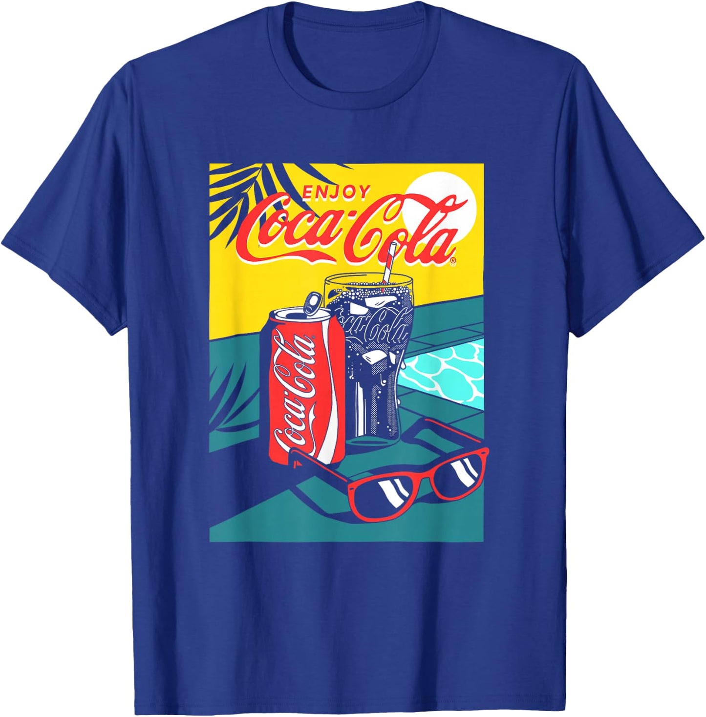 Coca-Cola Enjoy Coke By The Pool Big Chest Retro Poster T-Shirt - T-Shirt | Royal