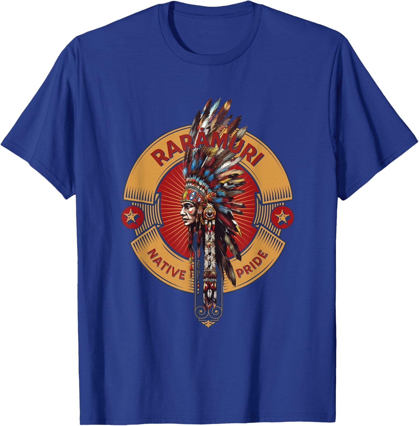 Raramuri Mexican Native Indian Art Deco Warrior Heritage T-Shirt - T-Shirt | Royal