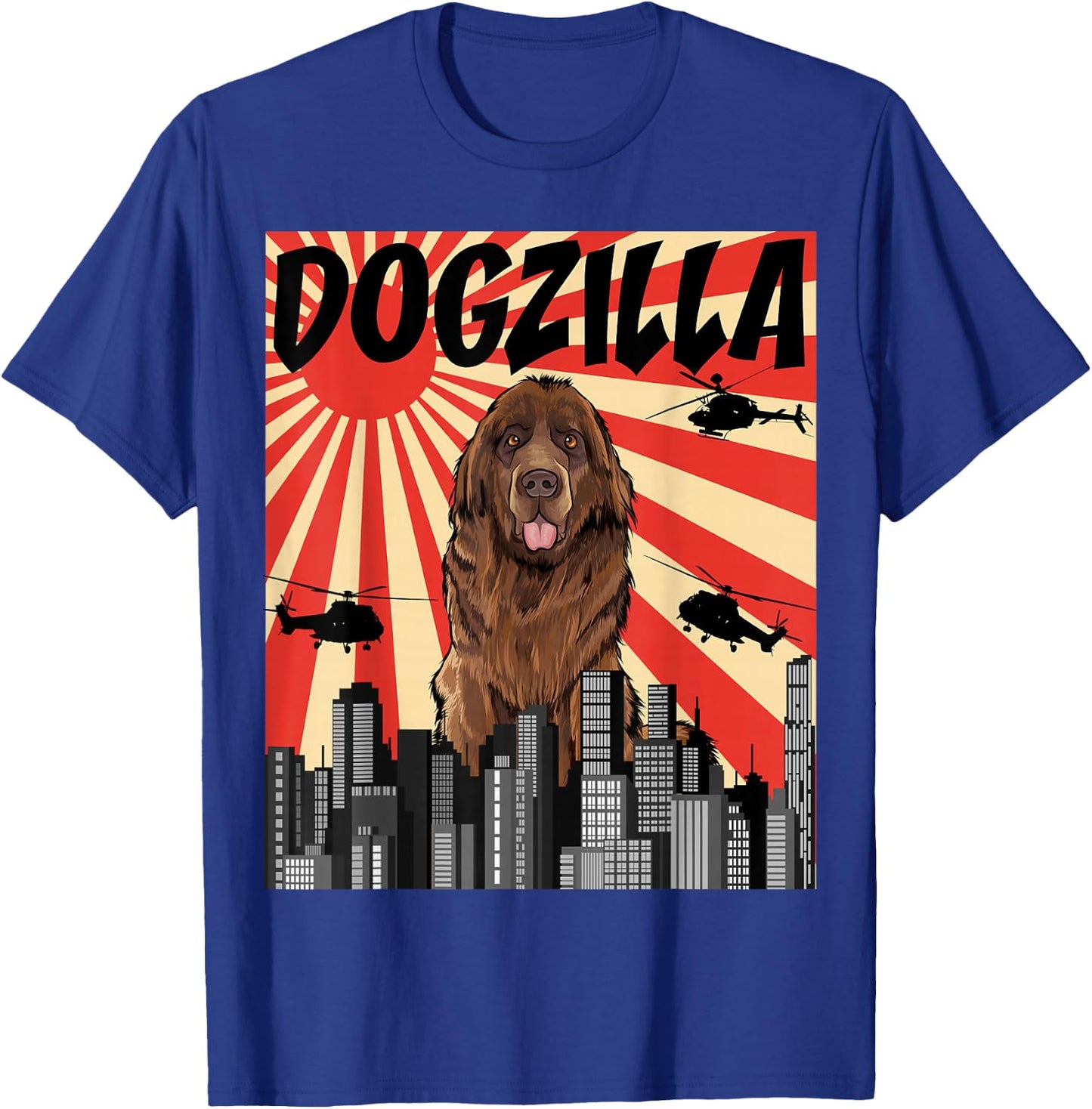 Funny Retro Japanese Dogzilla Newfoundland T-Shirt - T-Shirt | Royal
