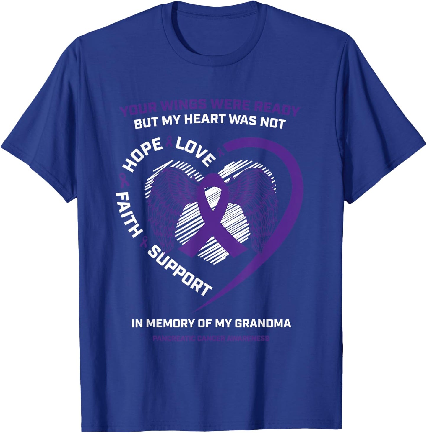 Purple Gifts Memory Of Grandma Pancreatic Cancer Awareness T-Shirt - T-Shirt | Royal
