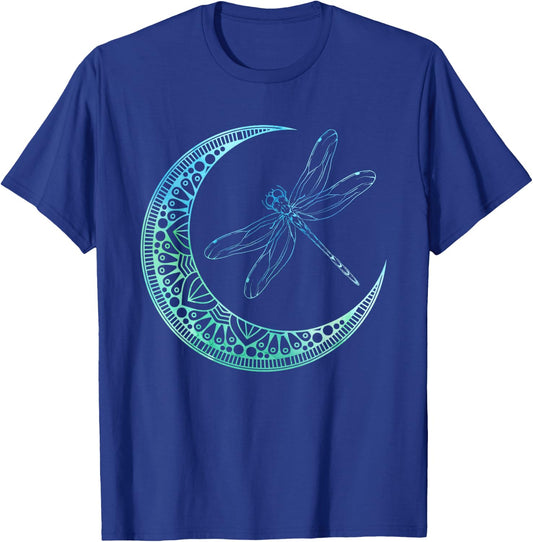 Entomologist Insect Animal Gift Moon Mandala Dragonfly T-Shirt - T-Shirt | Royal