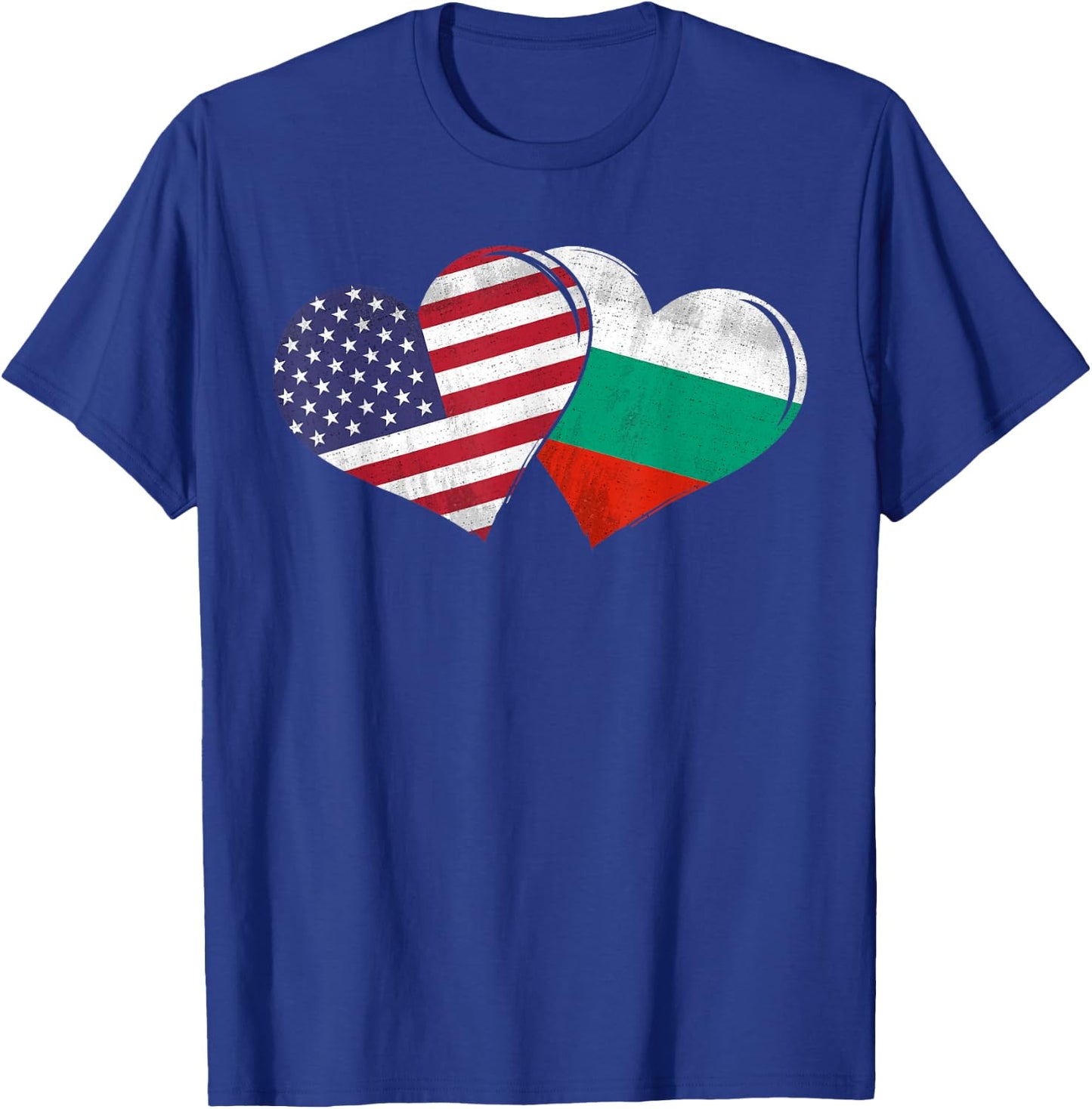 Vintage Bulgaria - American Flag Heart For Bulgarian T-Shirt - T-Shirt | Royal