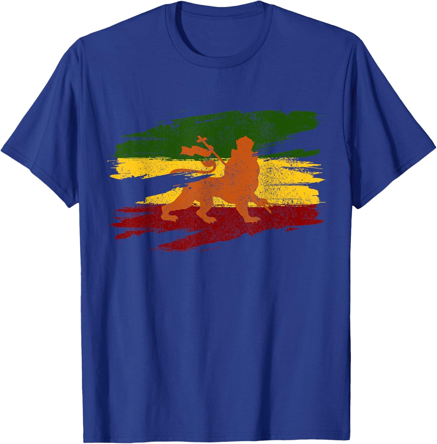 Lion Of Judah Ethiopian Flag Cross Rasta Rastafari Gift T-Shirt - T-Shirt | Royal