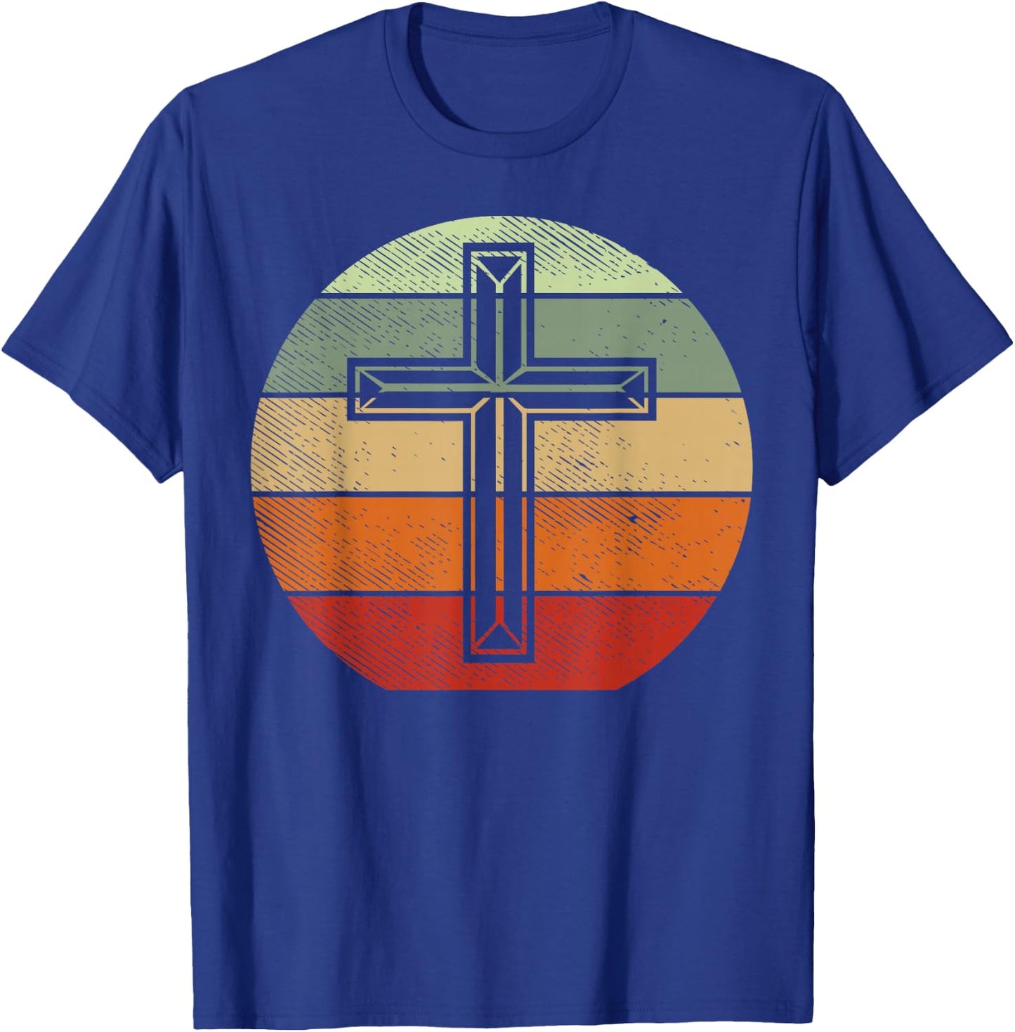 Jesus Retro Cross Christ God Faith Religious Christian Gift T-Shirt - T-Shirt | Royal