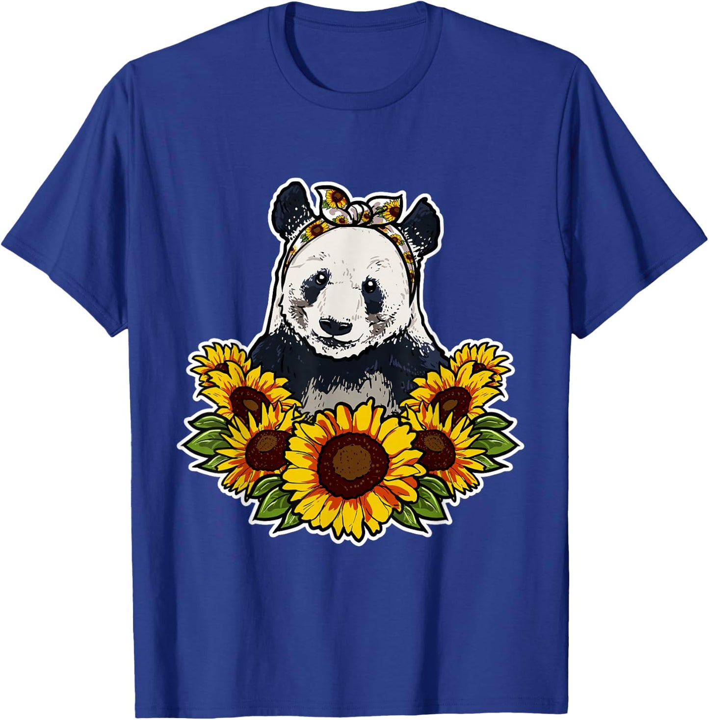 Cute Panda Love Gift Sunflowers Decor Panda T-Shirt - T-Shirt | Royal