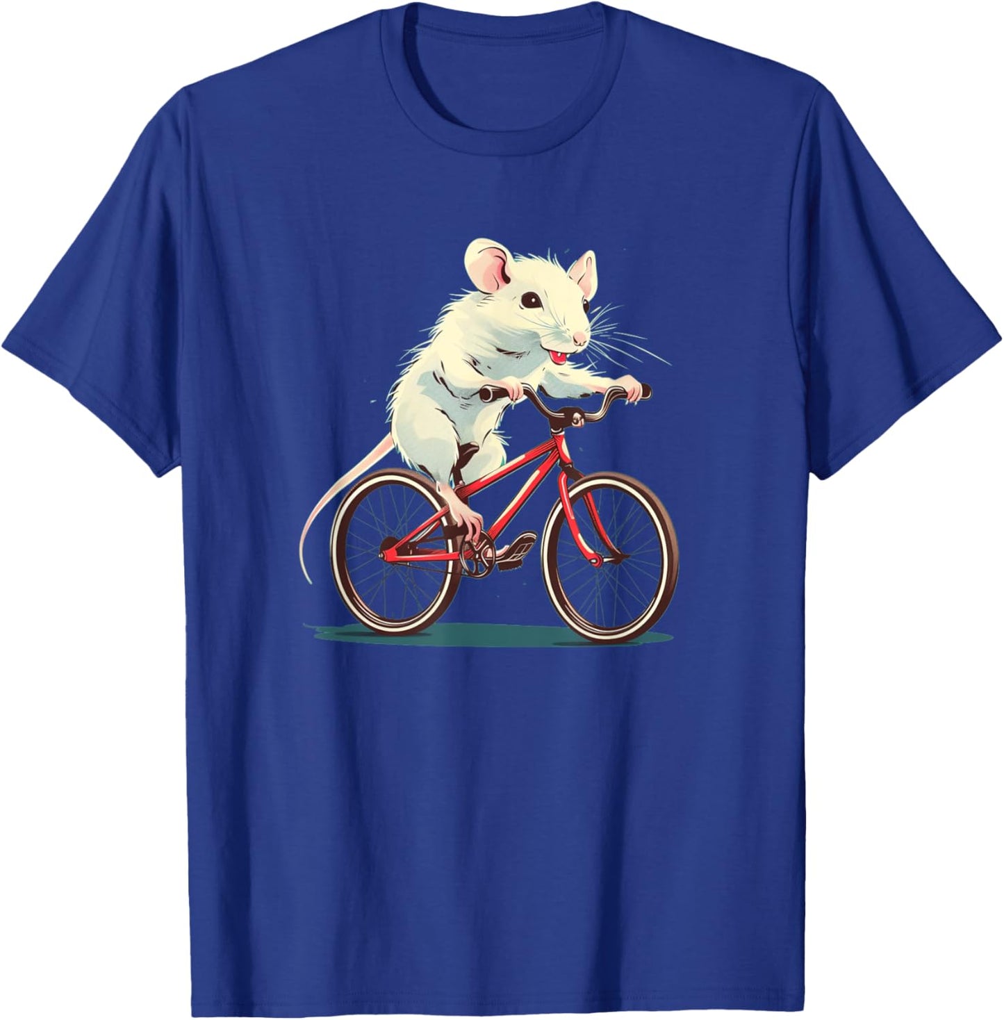 Funny white Rat on red Bike Costume T-Shirt - T-Shirt | Royal